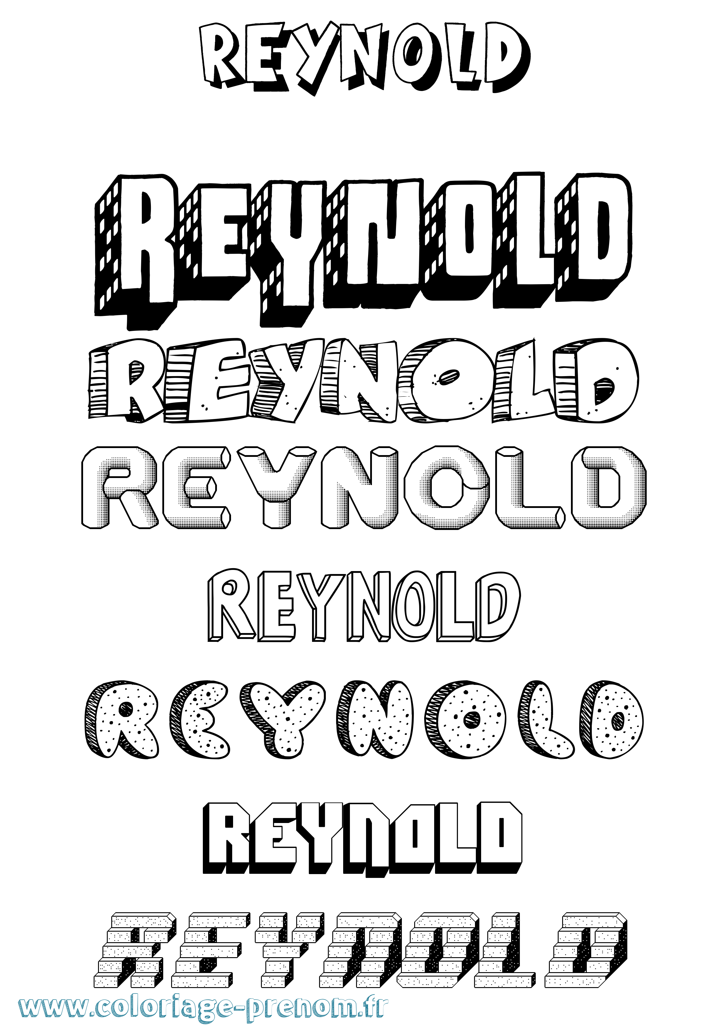 Coloriage Reynold Effet 3D Coloriage prénom Reynold Effet 3D