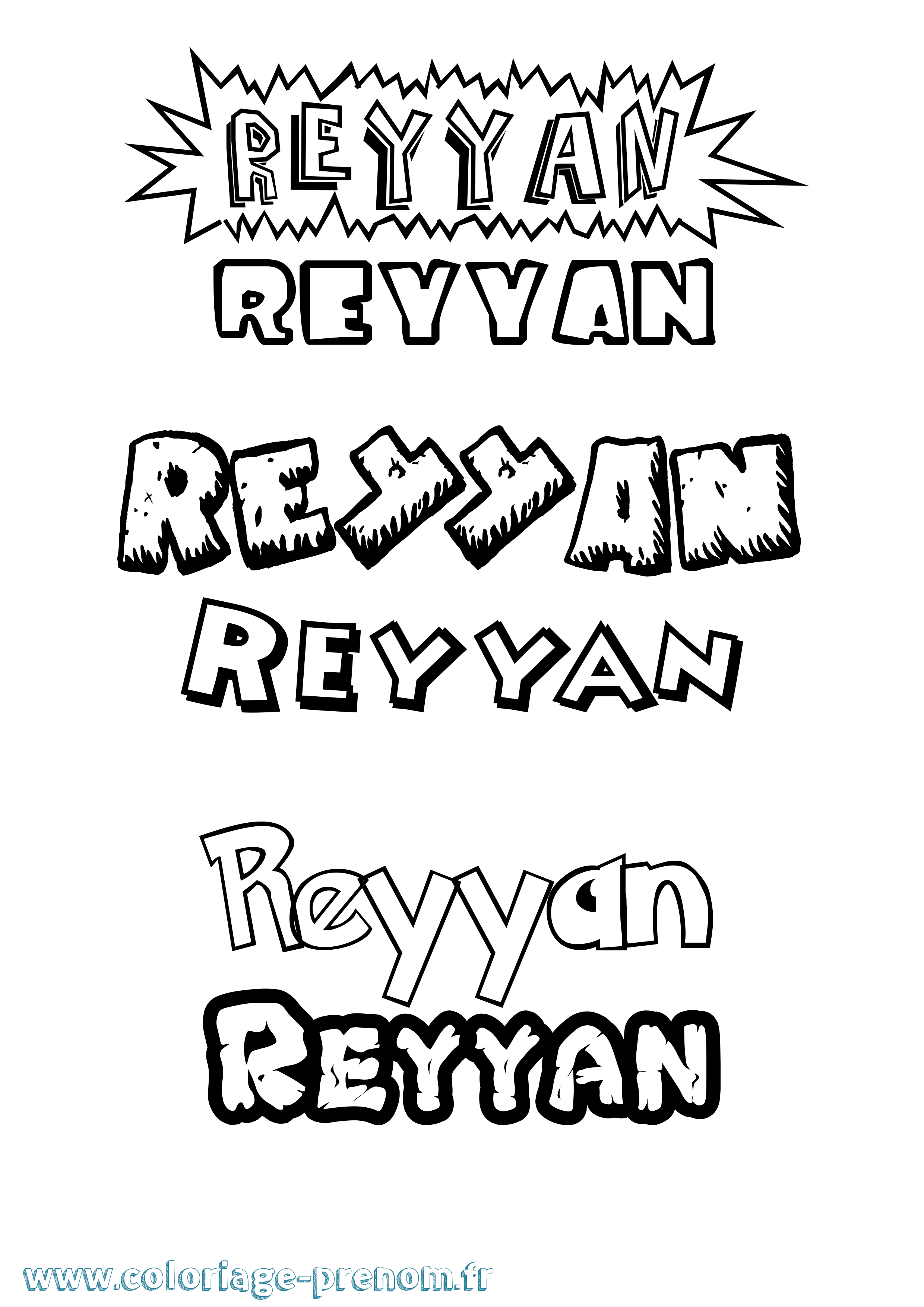 Coloriage Reyyan Dessin Animé Coloriage prénom Reyyan Dessin Animé