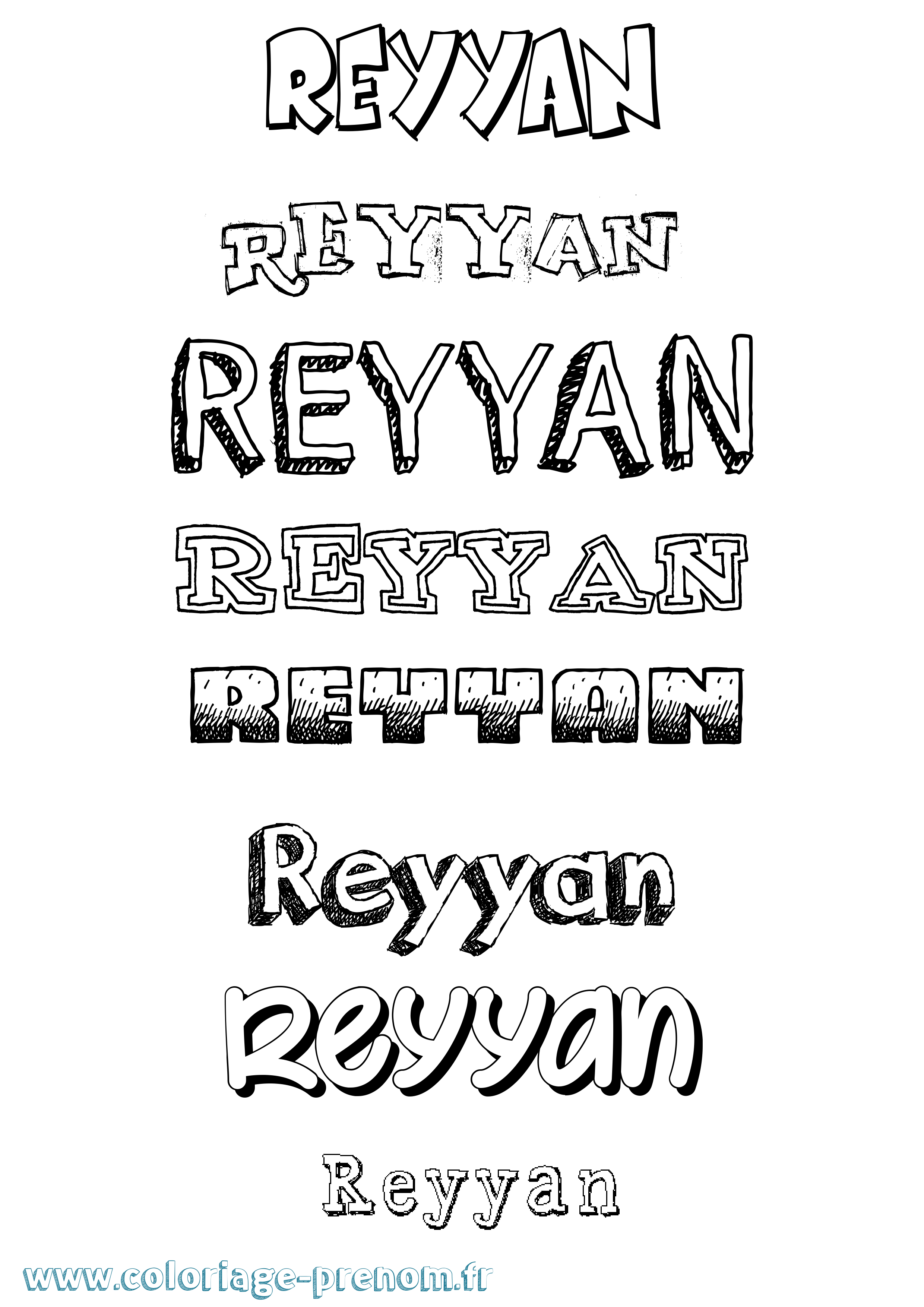 Coloriage Reyyan Dessiné Coloriage prénom Reyyan Dessiné