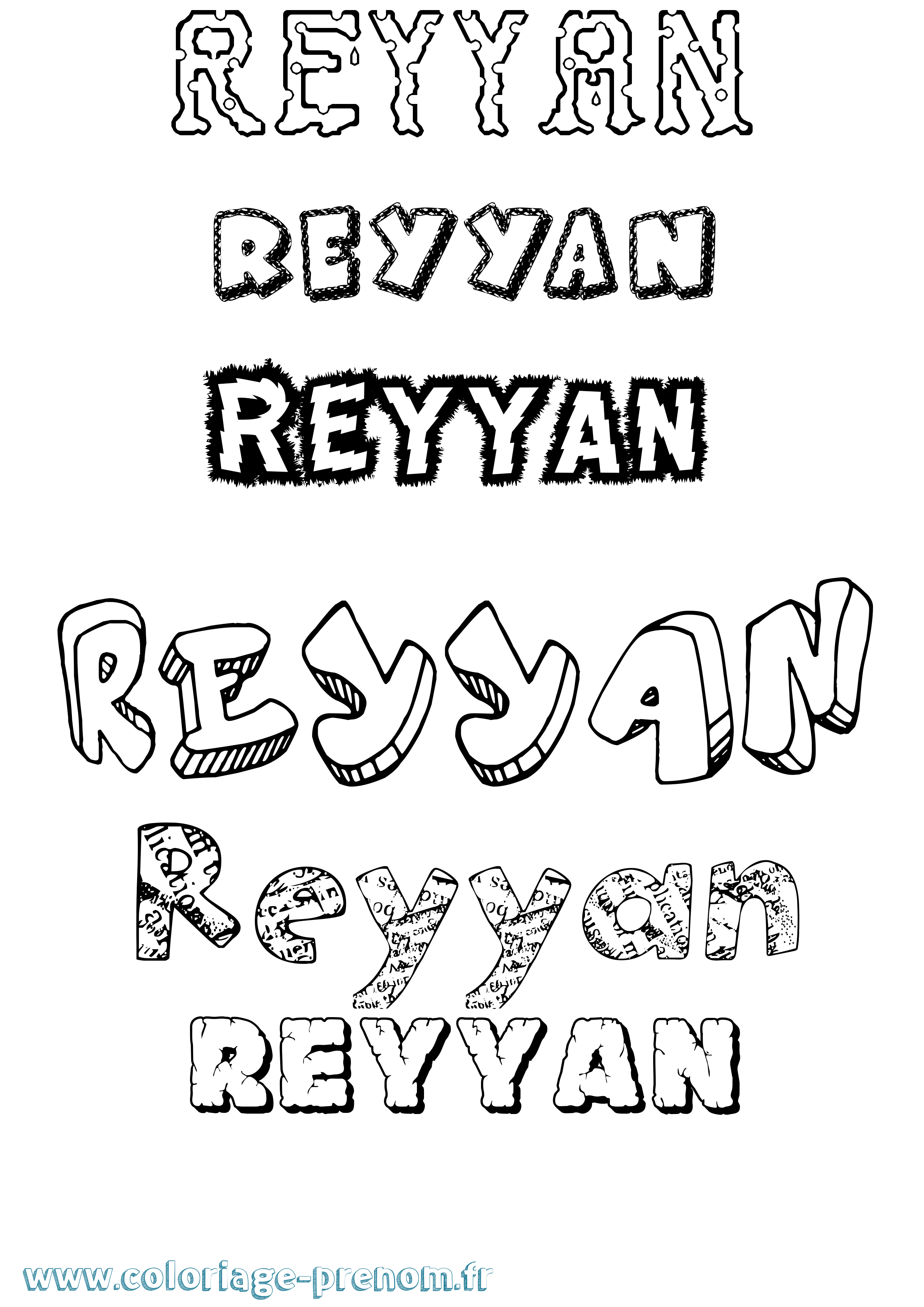Coloriage Reyyan Destructuré Coloriage prénom Reyyan Destructuré
