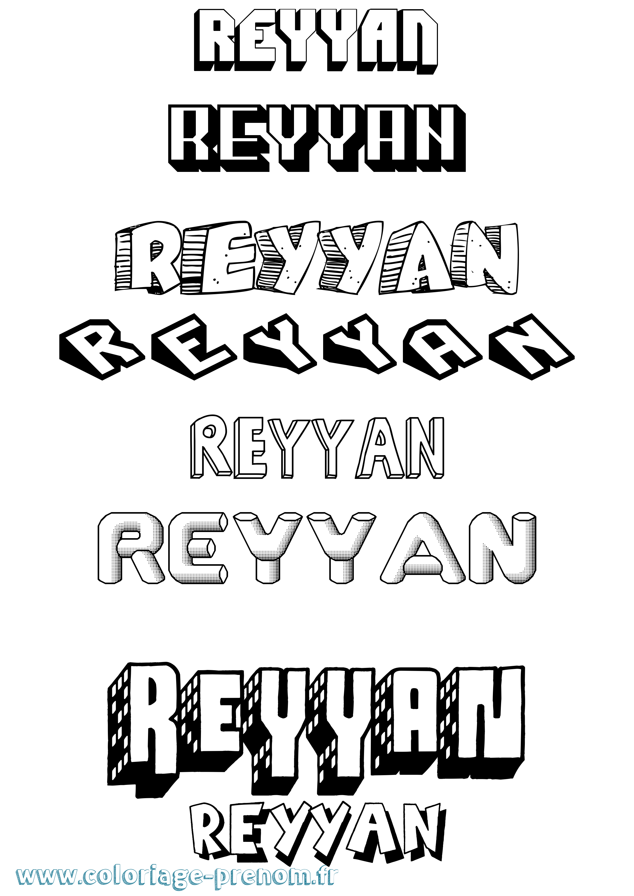 Coloriage Reyyan Effet 3D Coloriage prénom Reyyan Effet 3D