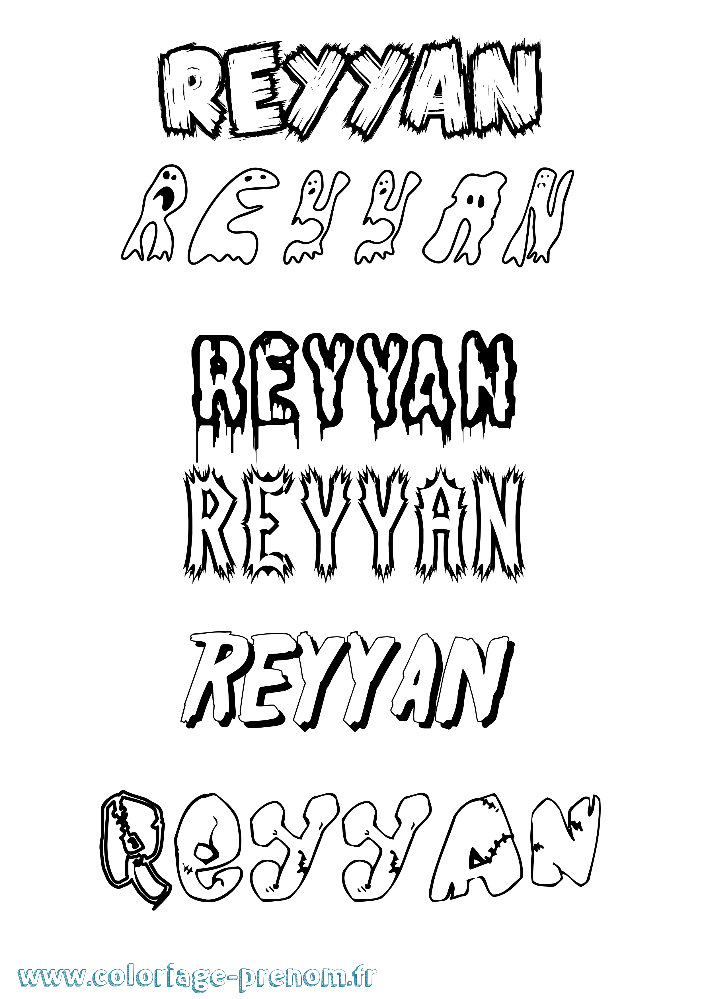 Coloriage Reyyan Frisson Coloriage prénom Reyyan Frisson