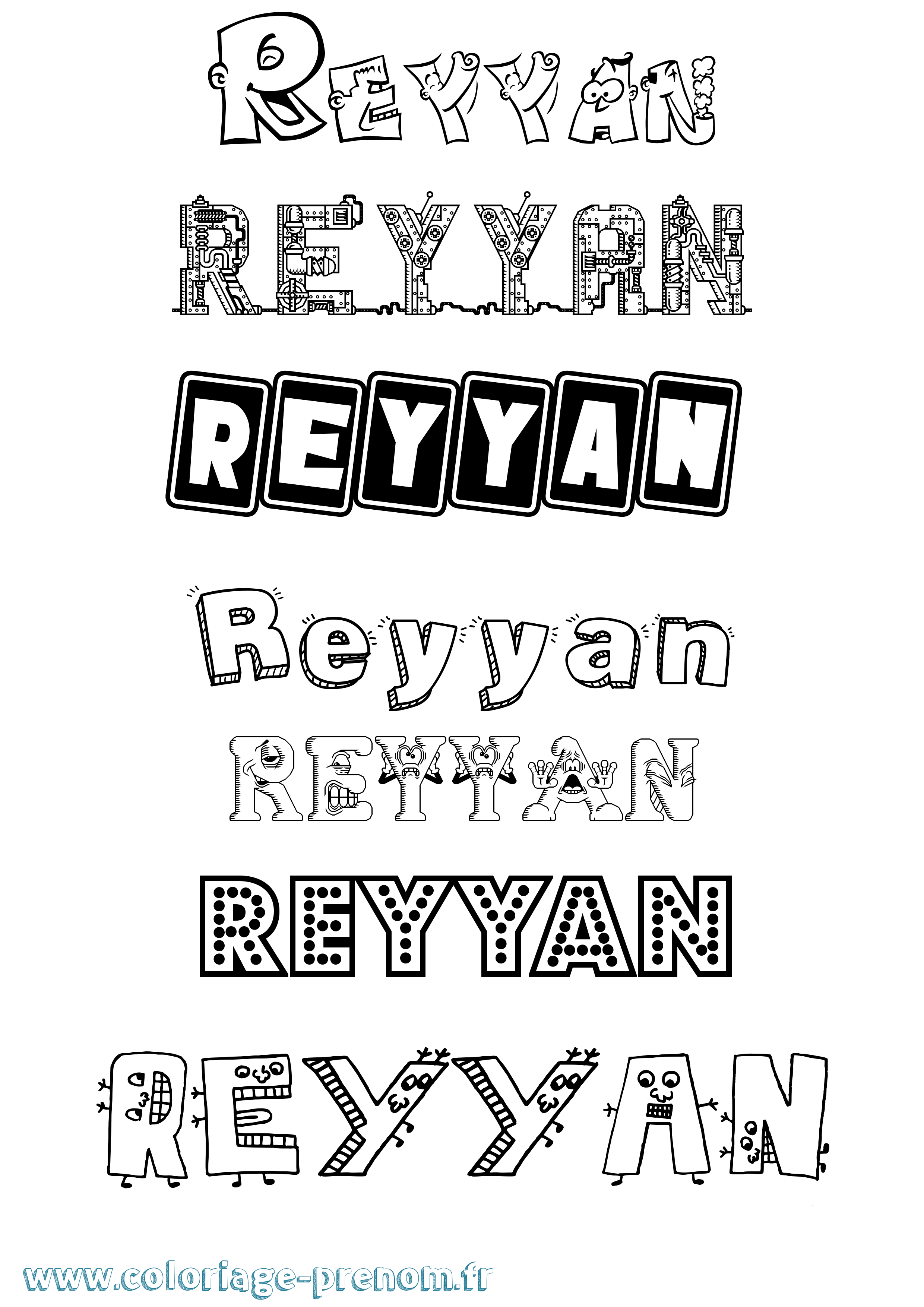Coloriage Reyyan Fun Coloriage prénom Reyyan Fun