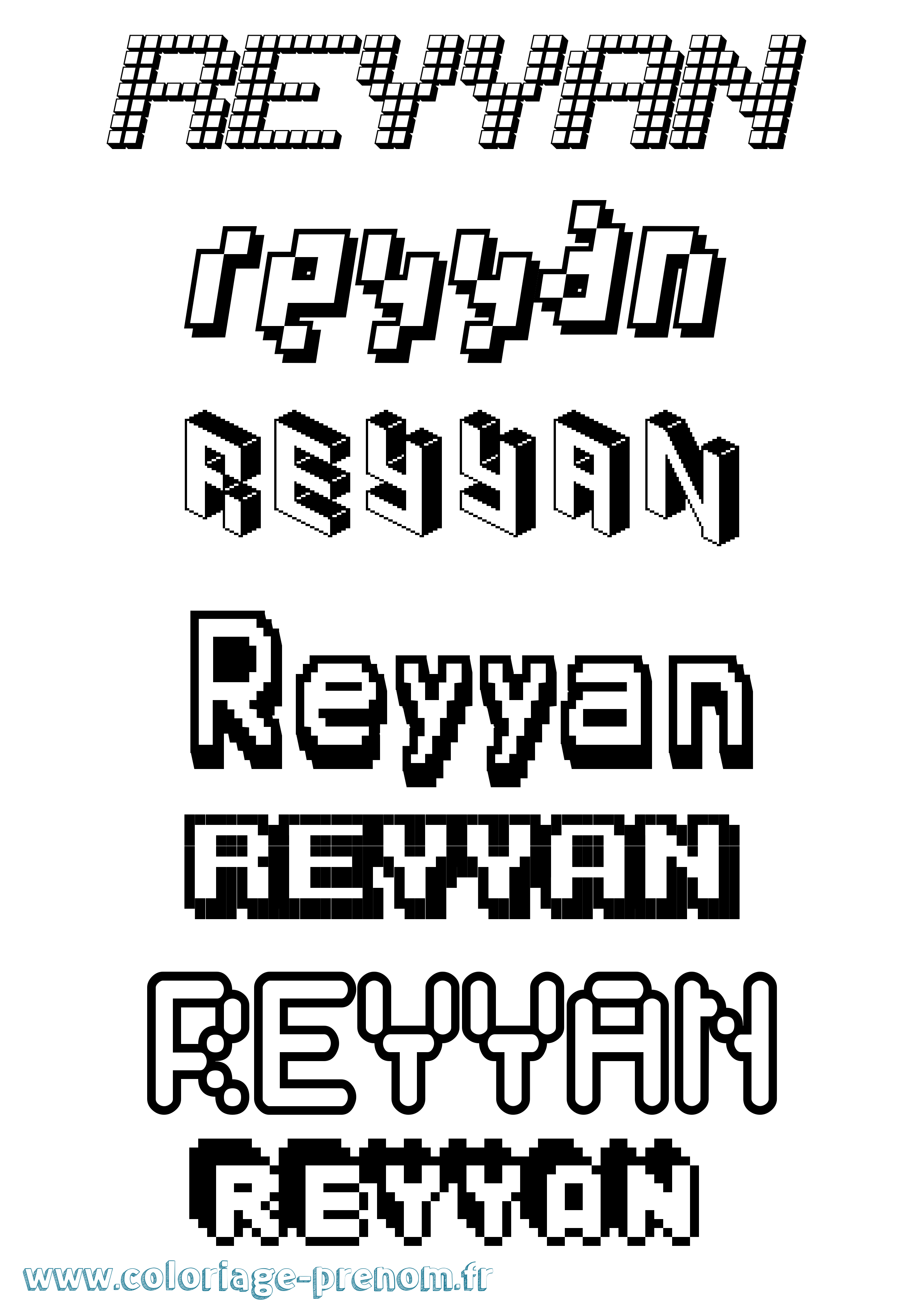 Coloriage Reyyan Pixel Coloriage prénom Reyyan Pixel