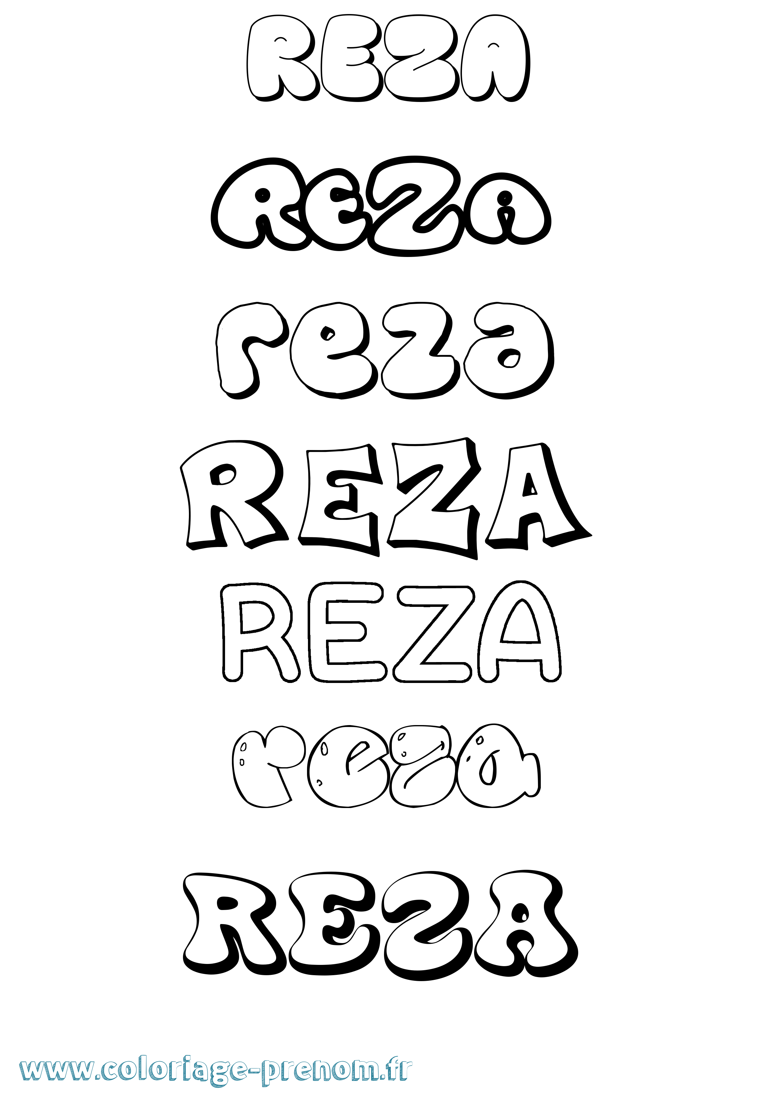 Coloriage Reza Bubble Coloriage prénom Reza Bubble