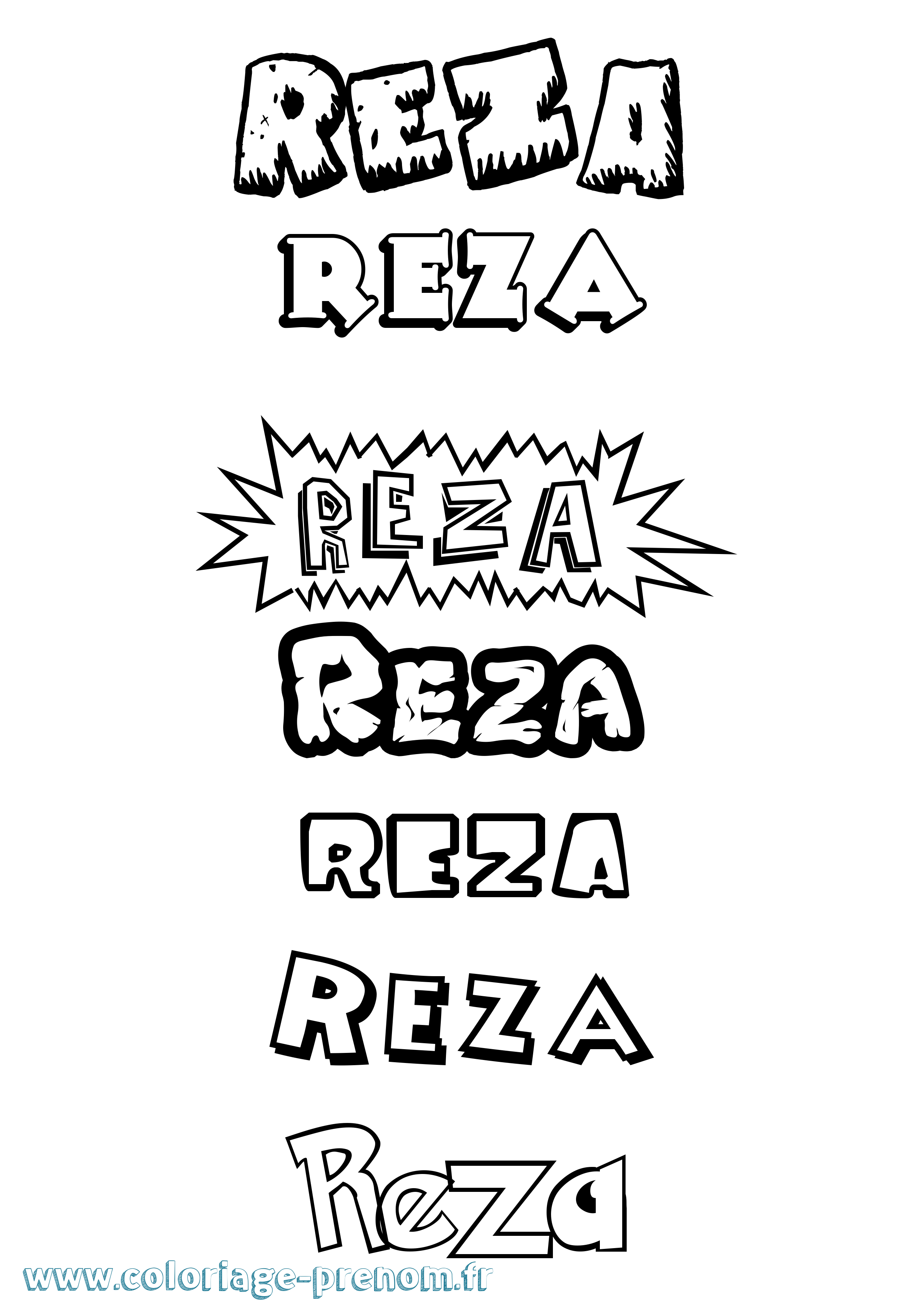 Coloriage Reza Dessin Animé Coloriage prénom Reza Dessin Animé