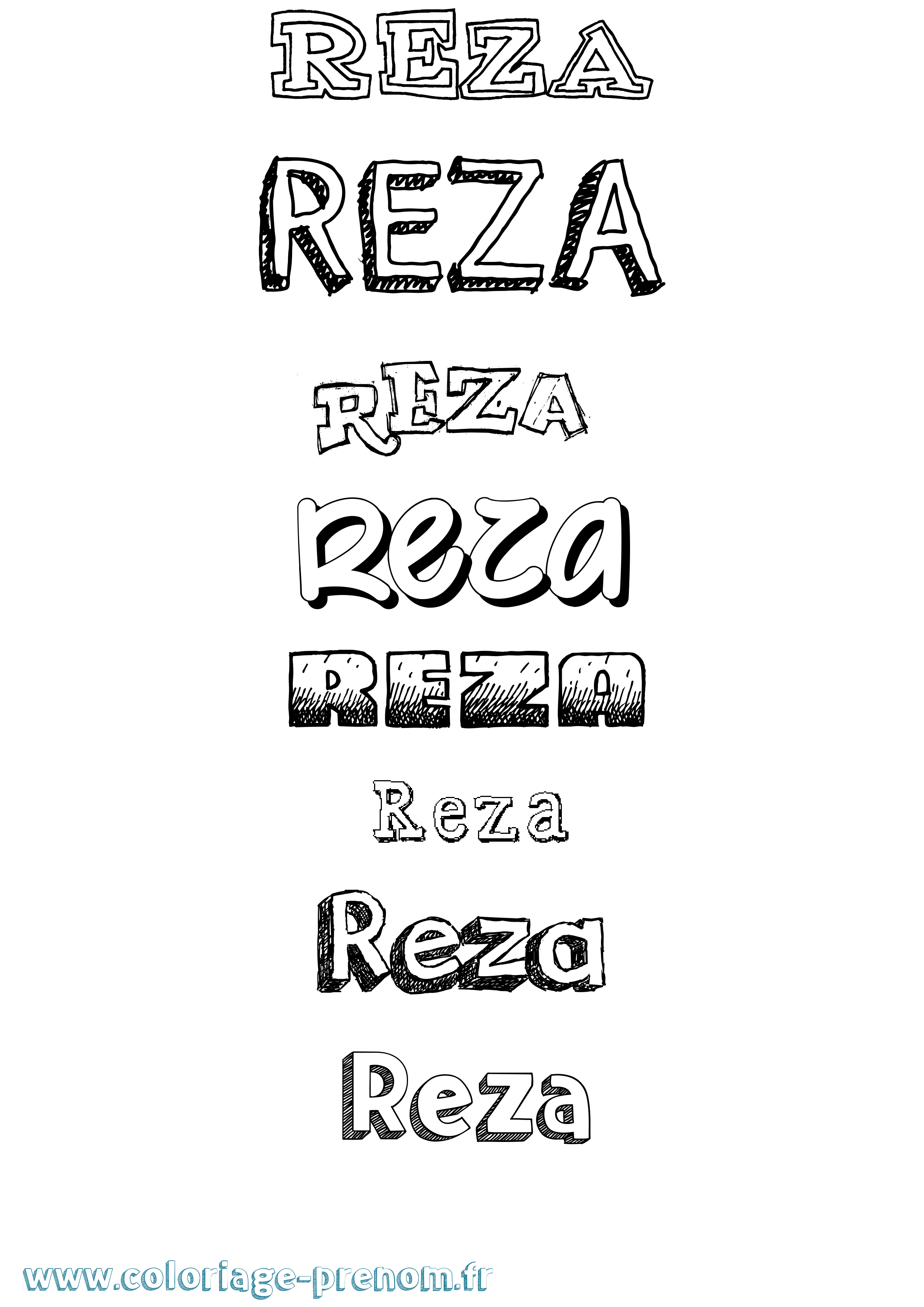 Coloriage Reza Dessiné Coloriage prénom Reza Dessiné