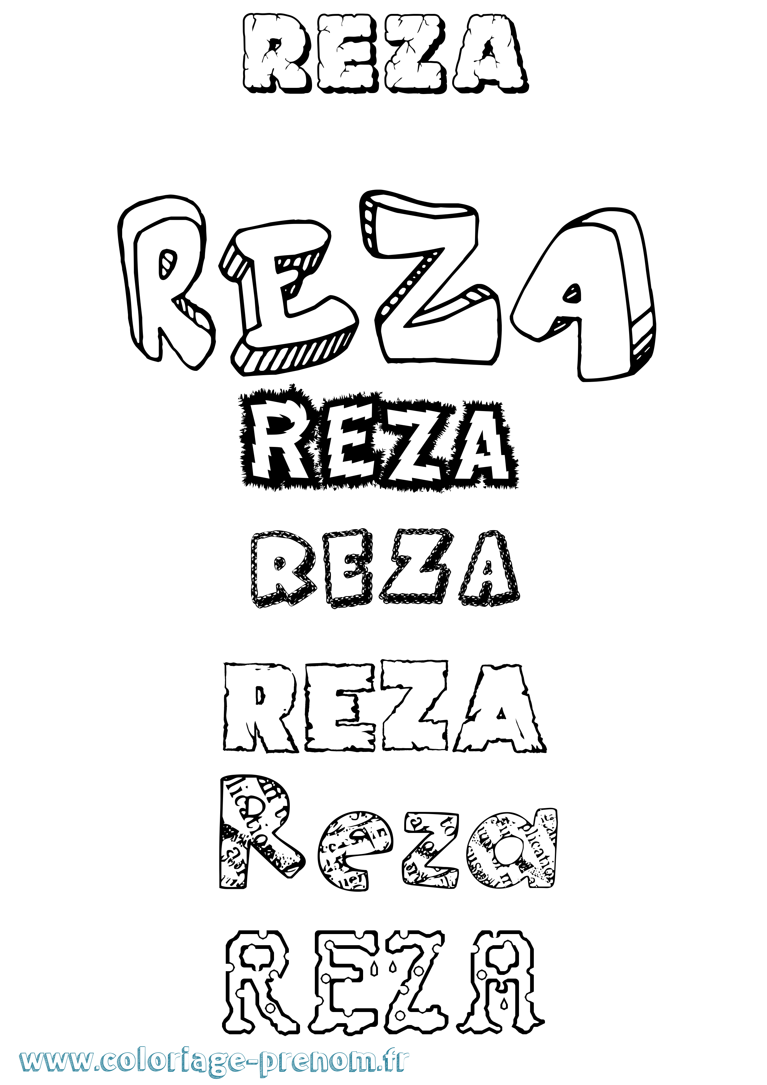 Coloriage Reza Destructuré Coloriage prénom Reza Destructuré