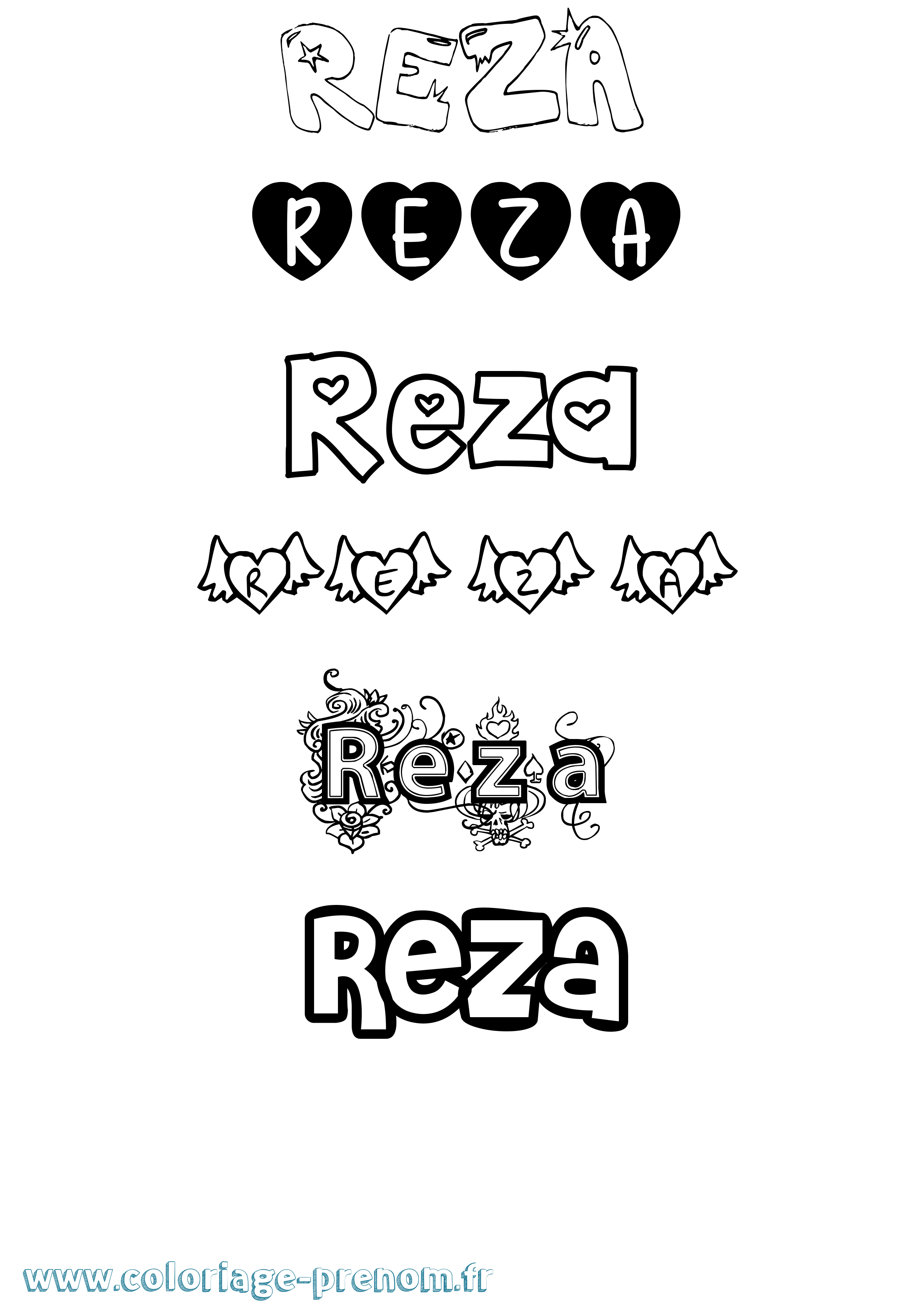Coloriage Reza Girly Coloriage prénom Reza Girly