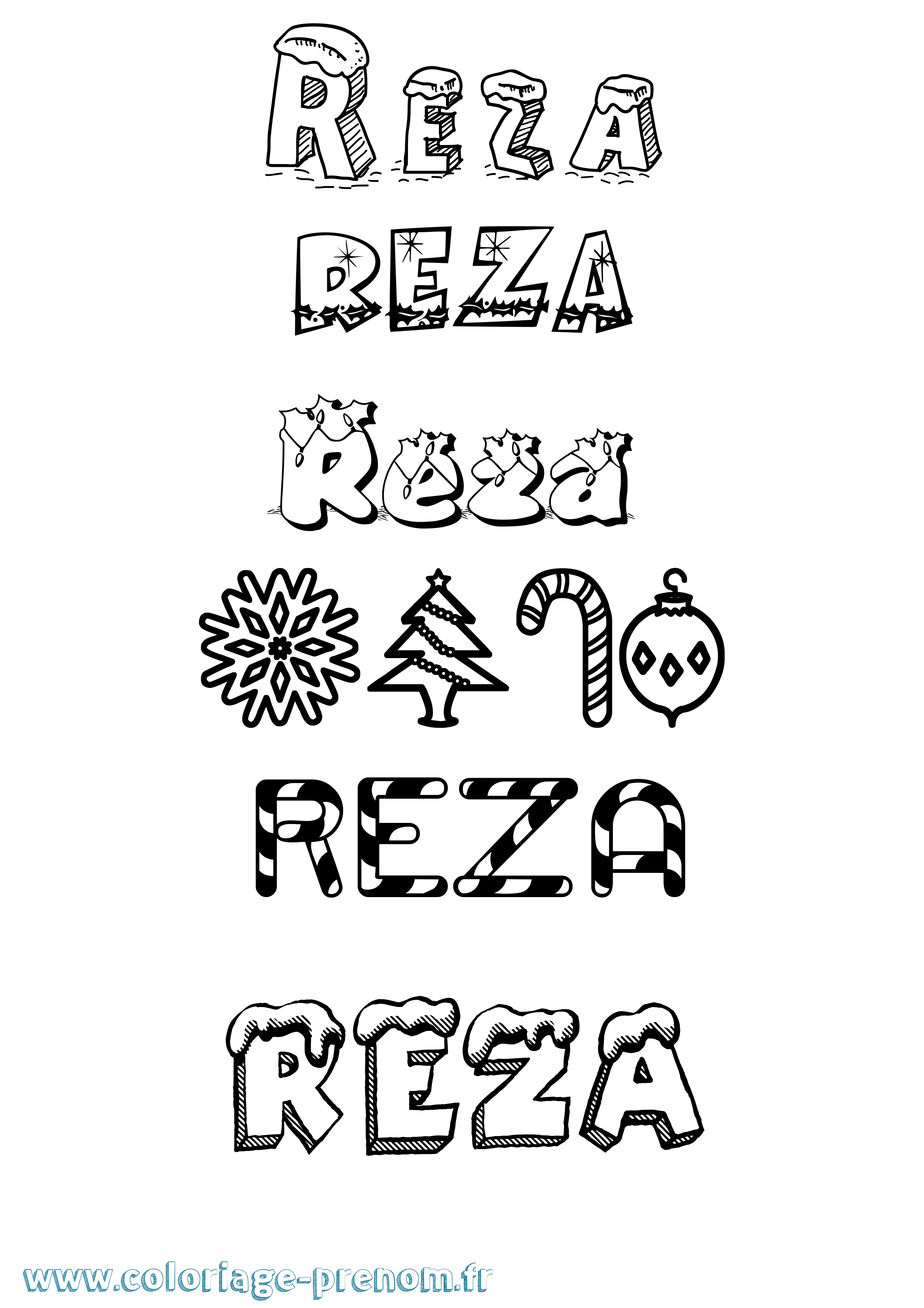 Coloriage Reza Noël Coloriage prénom Reza Noël