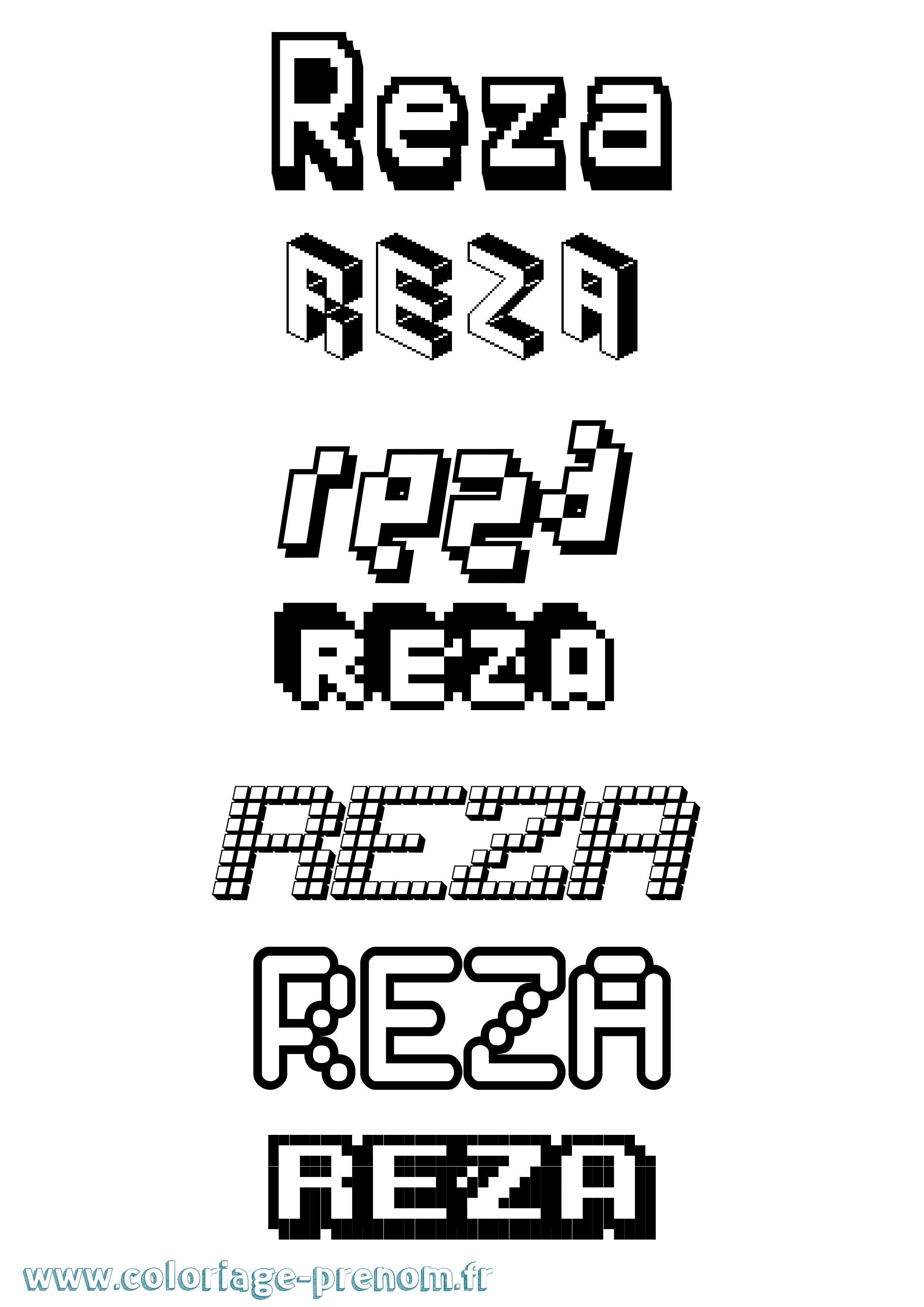 Coloriage Reza Pixel Coloriage prénom Reza Pixel