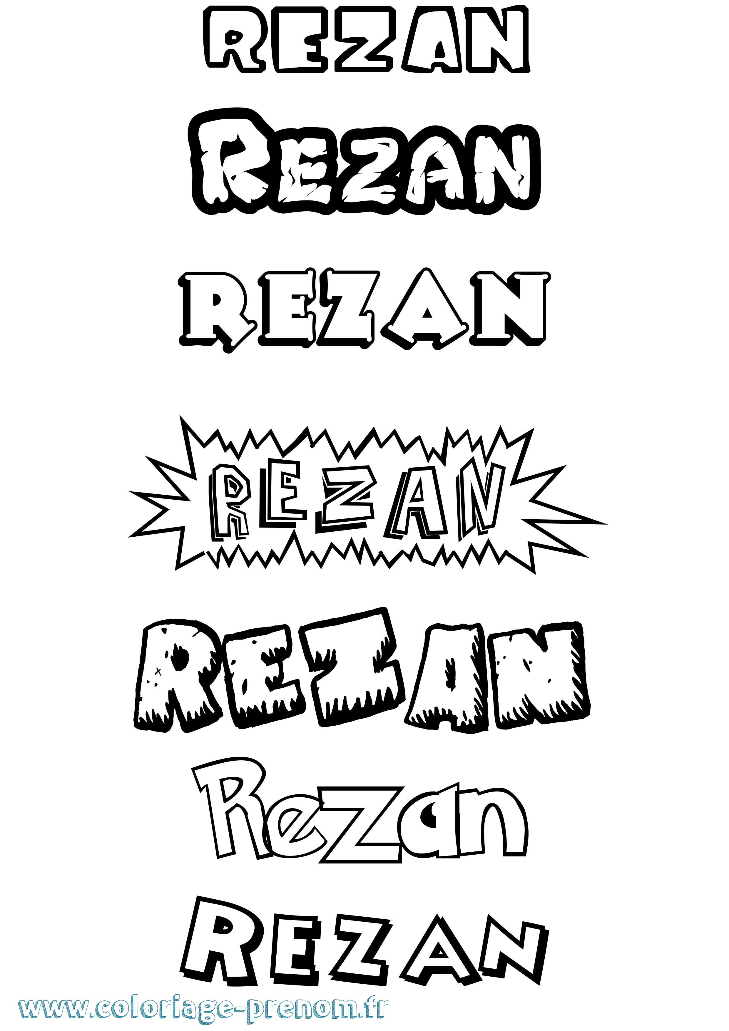 Coloriage Rezan Dessin Animé Coloriage prénom Rezan Dessin Animé
