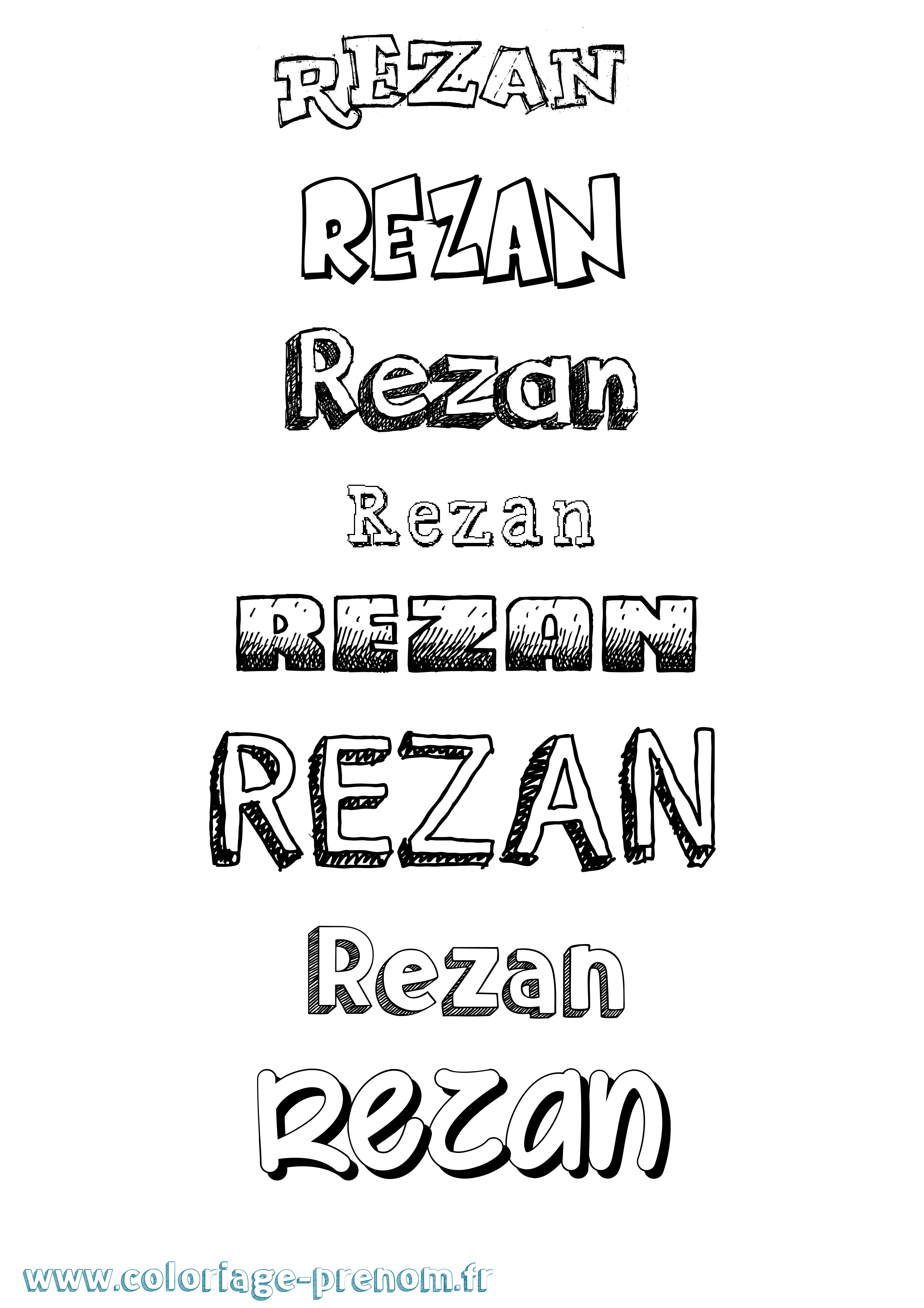 Coloriage Rezan Dessiné Coloriage prénom Rezan Dessiné