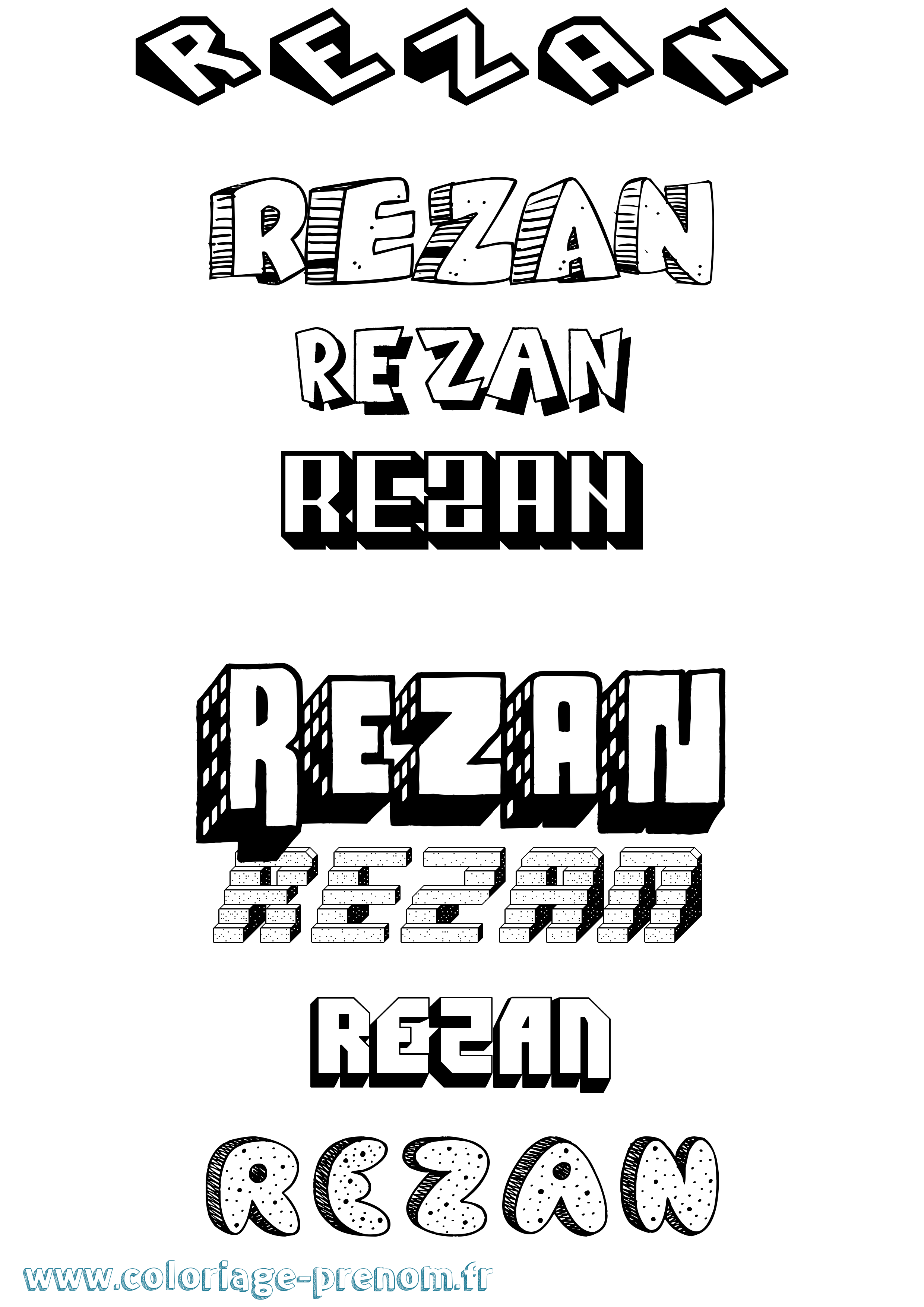 Coloriage Rezan Effet 3D Coloriage prénom Rezan Effet 3D