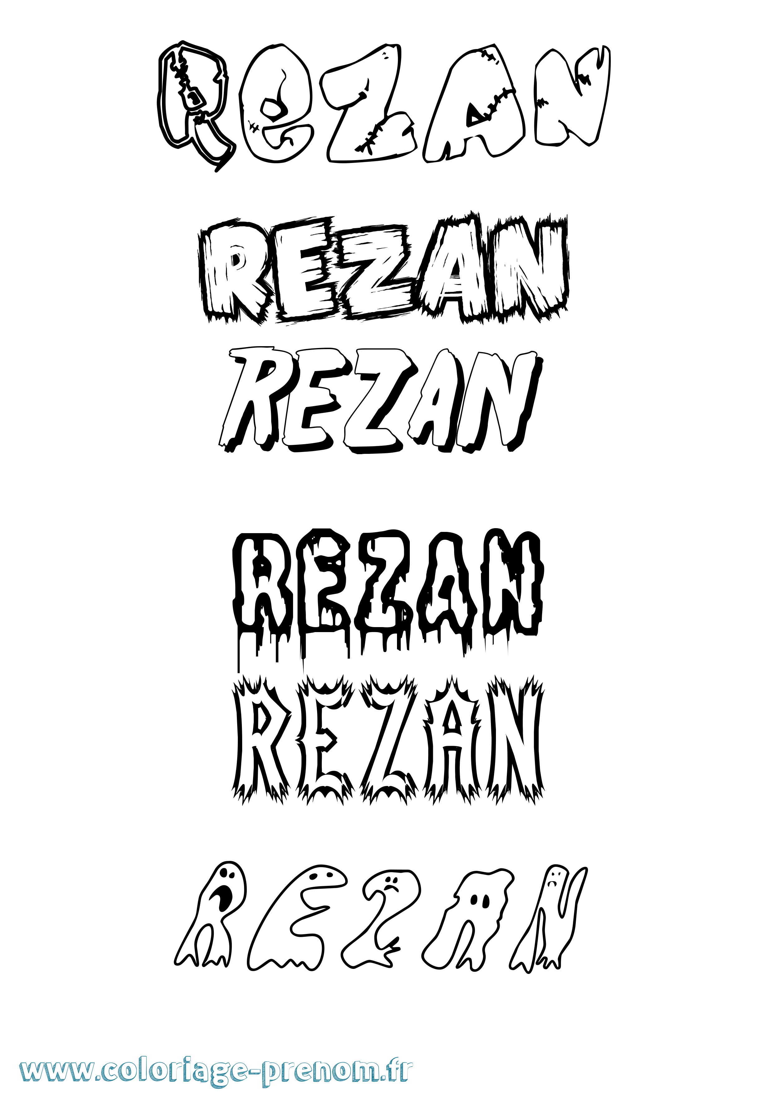 Coloriage Rezan Frisson Coloriage prénom Rezan Frisson