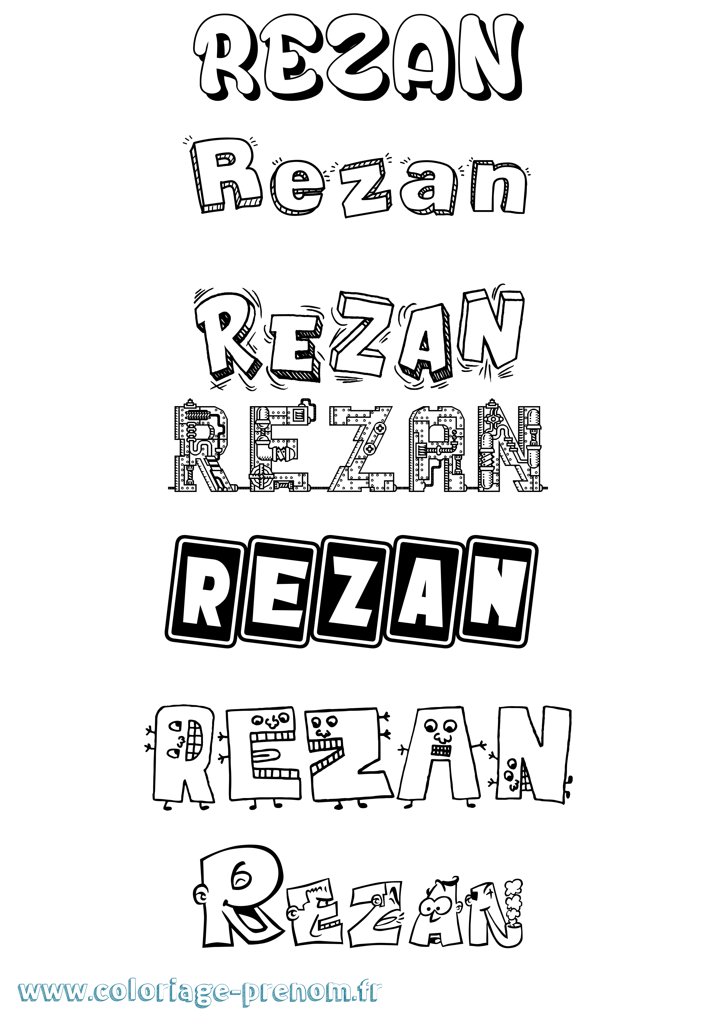 Coloriage Rezan Fun Coloriage prénom Rezan Fun