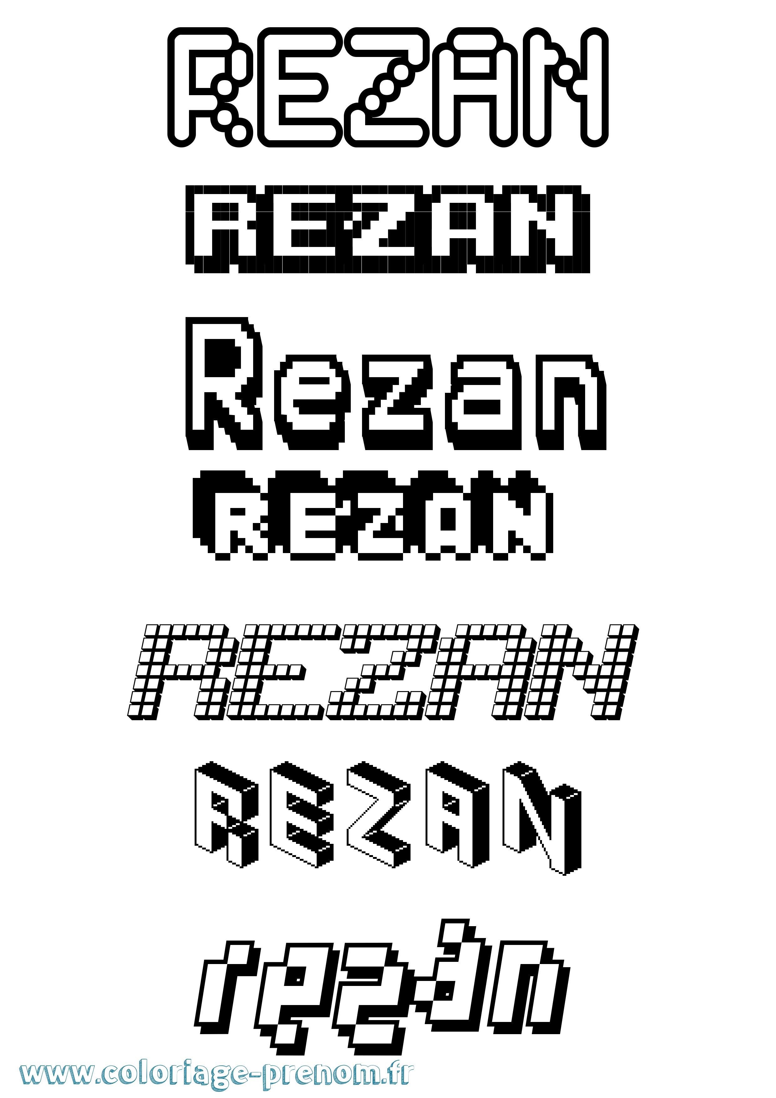 Coloriage Rezan Pixel Coloriage prénom Rezan Pixel