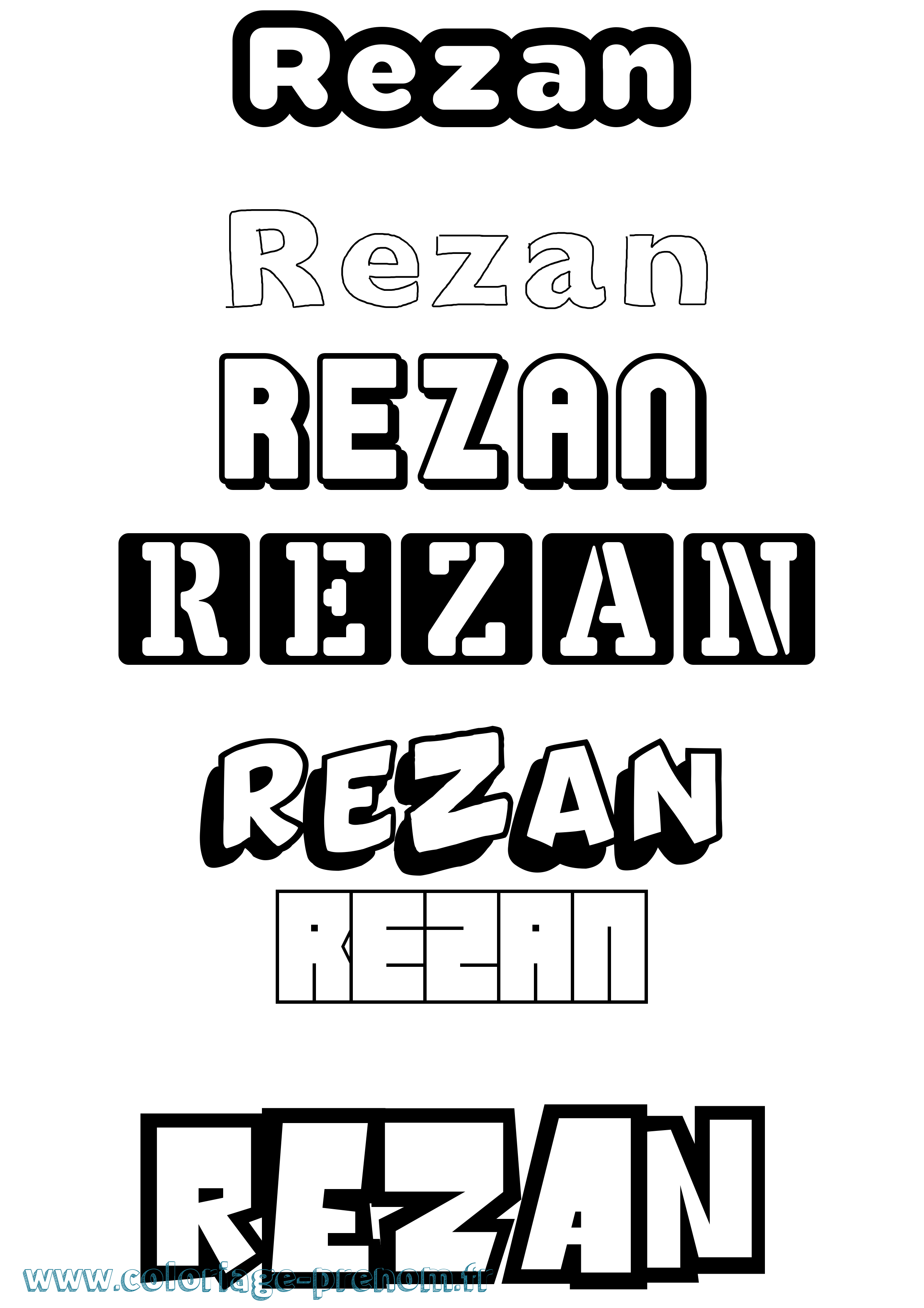 Coloriage Rezan Simple Coloriage prénom Rezan Simple