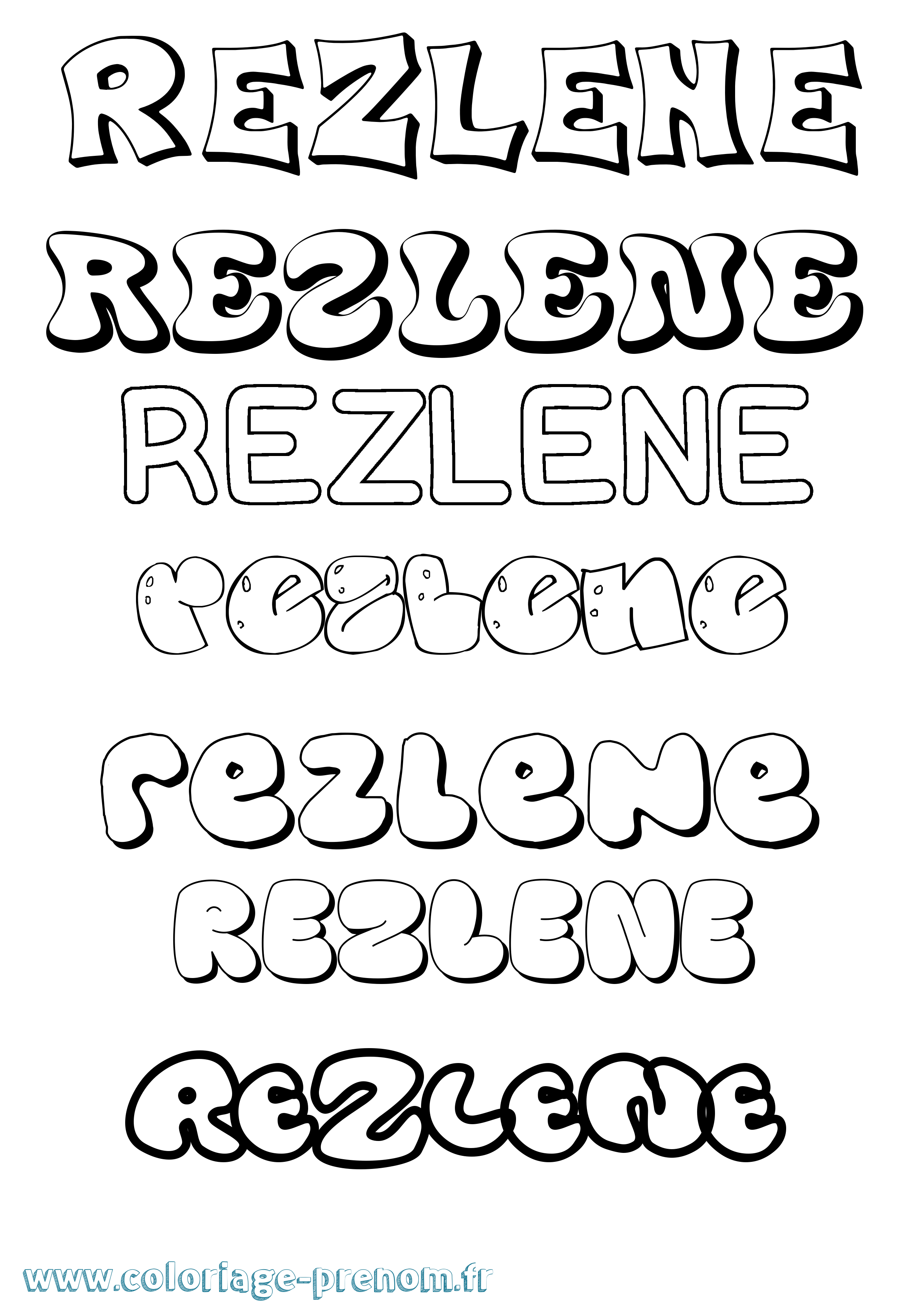 Coloriage Rezlene Bubble Coloriage prénom Rezlene Bubble