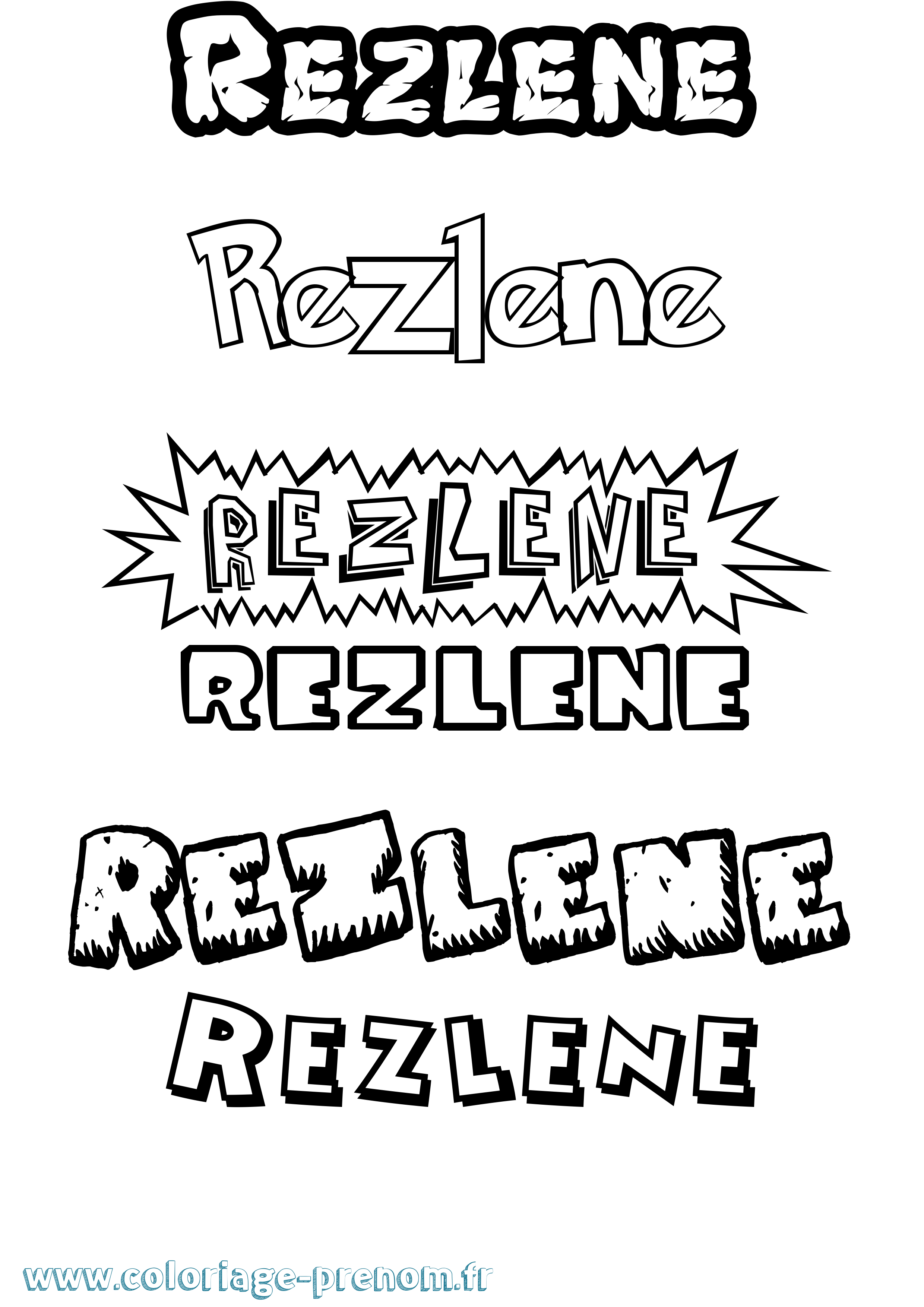 Coloriage Rezlene Dessin Animé Coloriage prénom Rezlene Dessin Animé