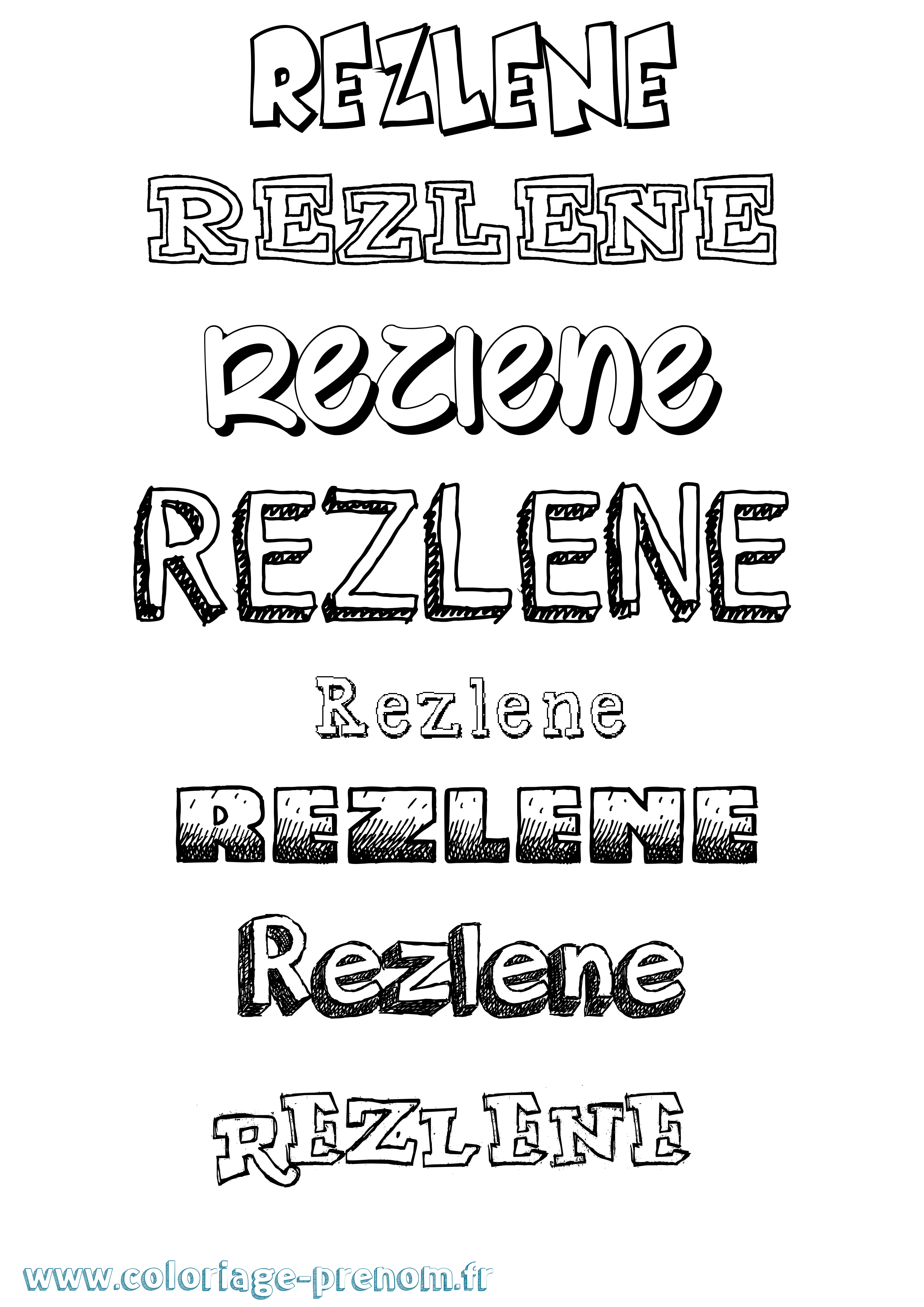 Coloriage Rezlene Dessiné Coloriage prénom Rezlene Dessiné