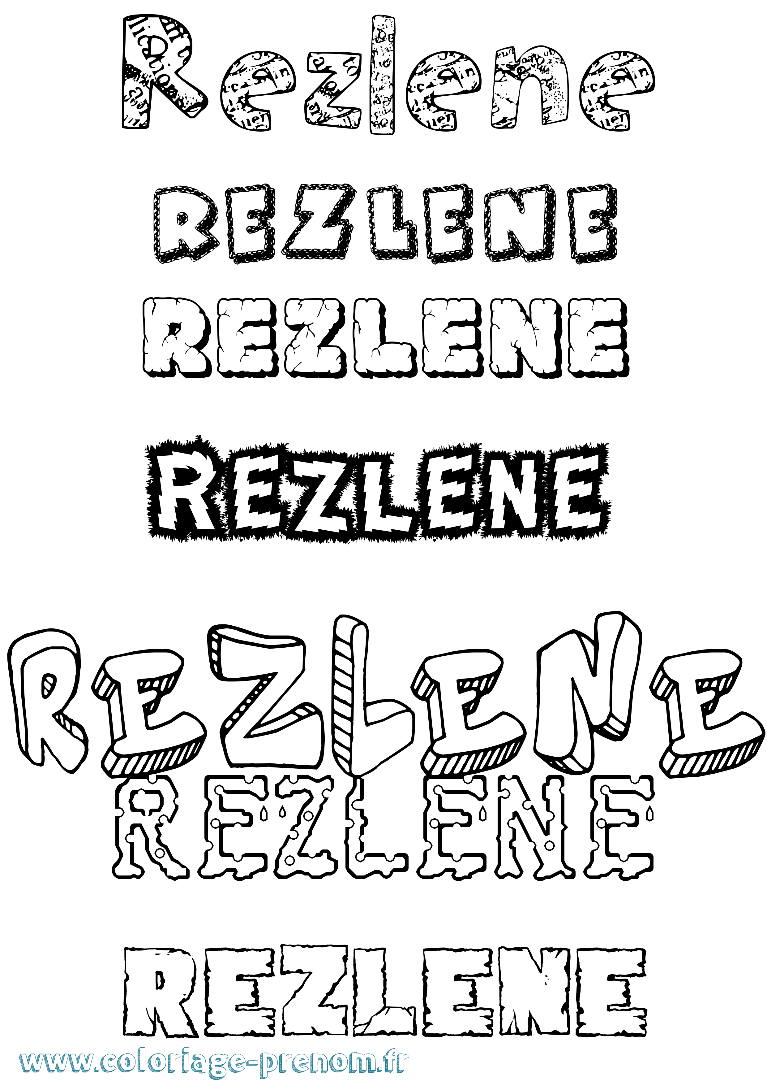 Coloriage Rezlene Destructuré Coloriage prénom Rezlene Destructuré