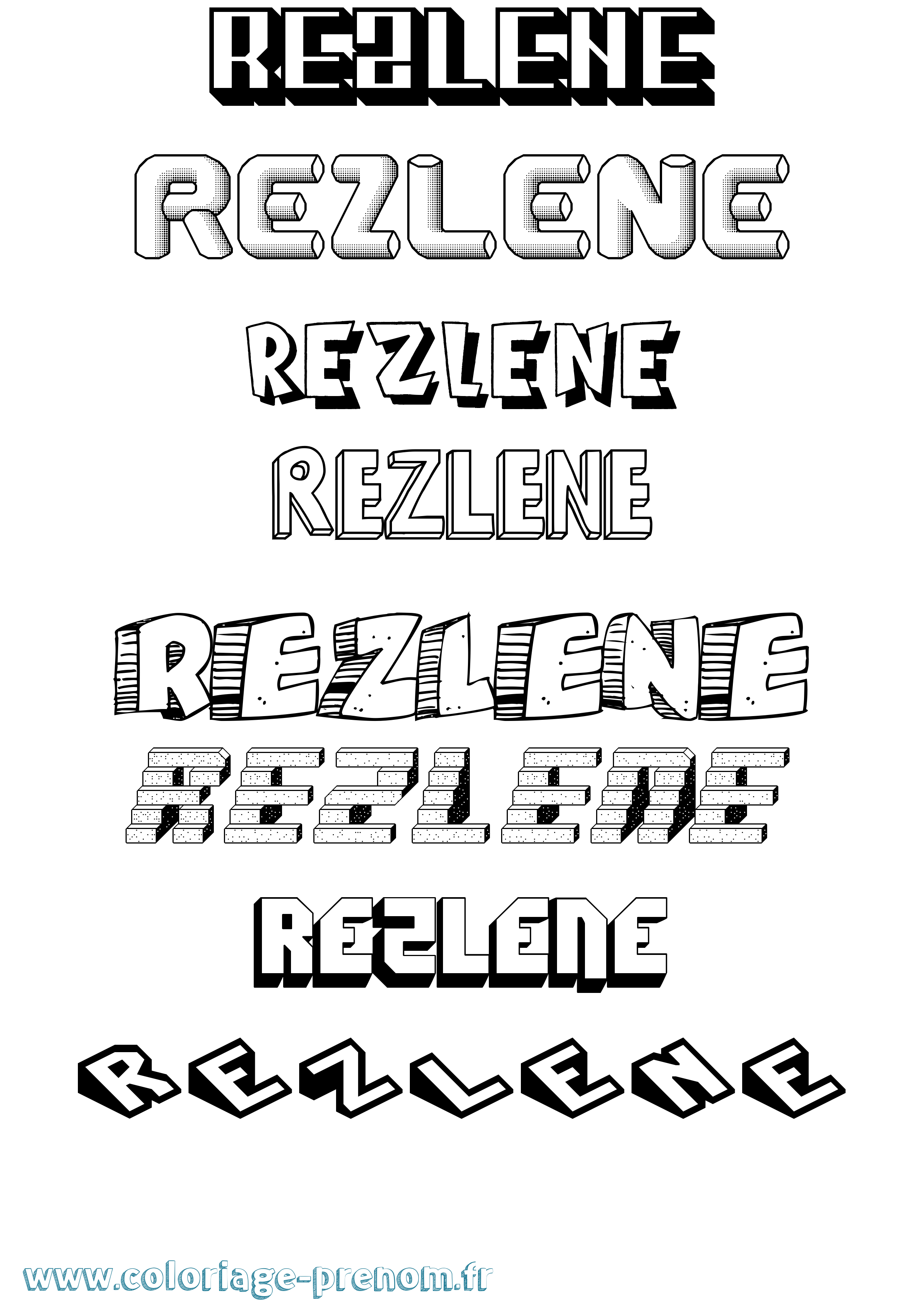Coloriage Rezlene Effet 3D Coloriage prénom Rezlene Effet 3D