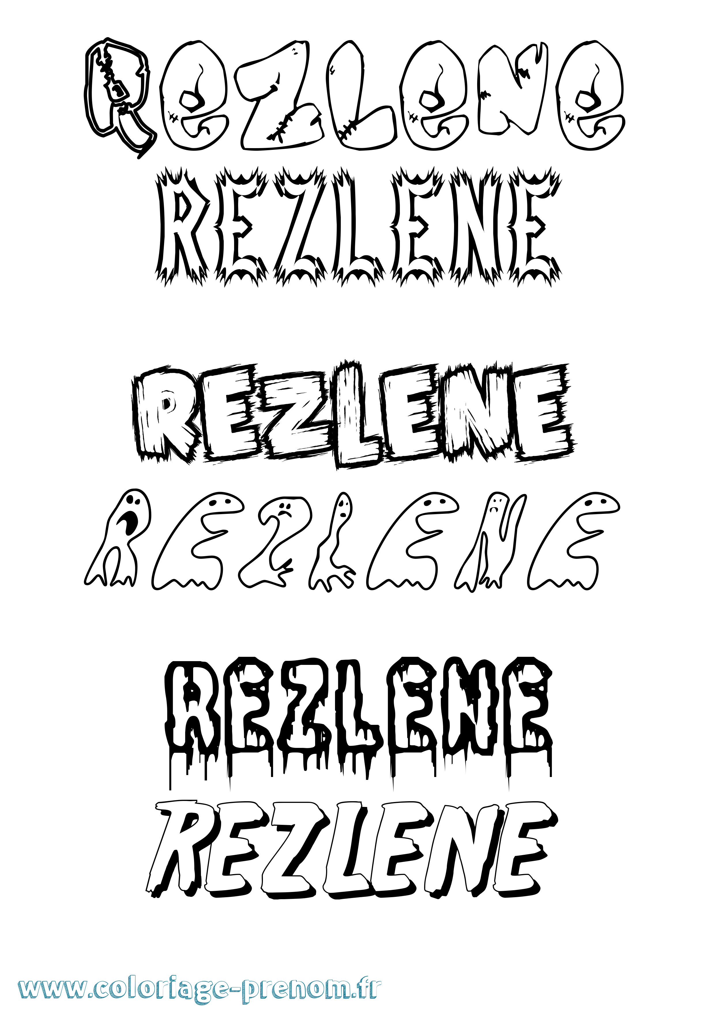 Coloriage Rezlene Frisson Coloriage prénom Rezlene Frisson