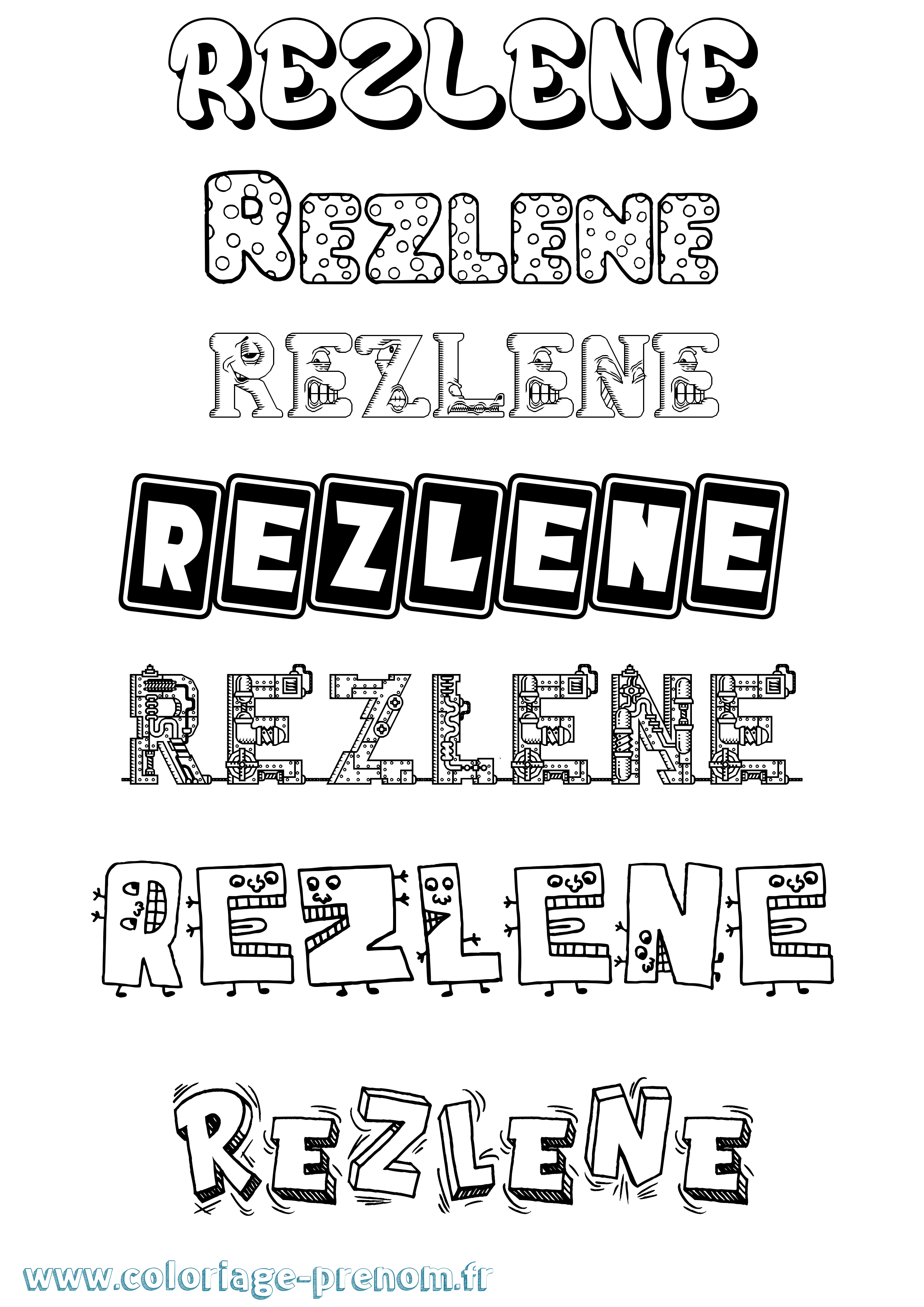 Coloriage Rezlene Fun Coloriage prénom Rezlene Fun