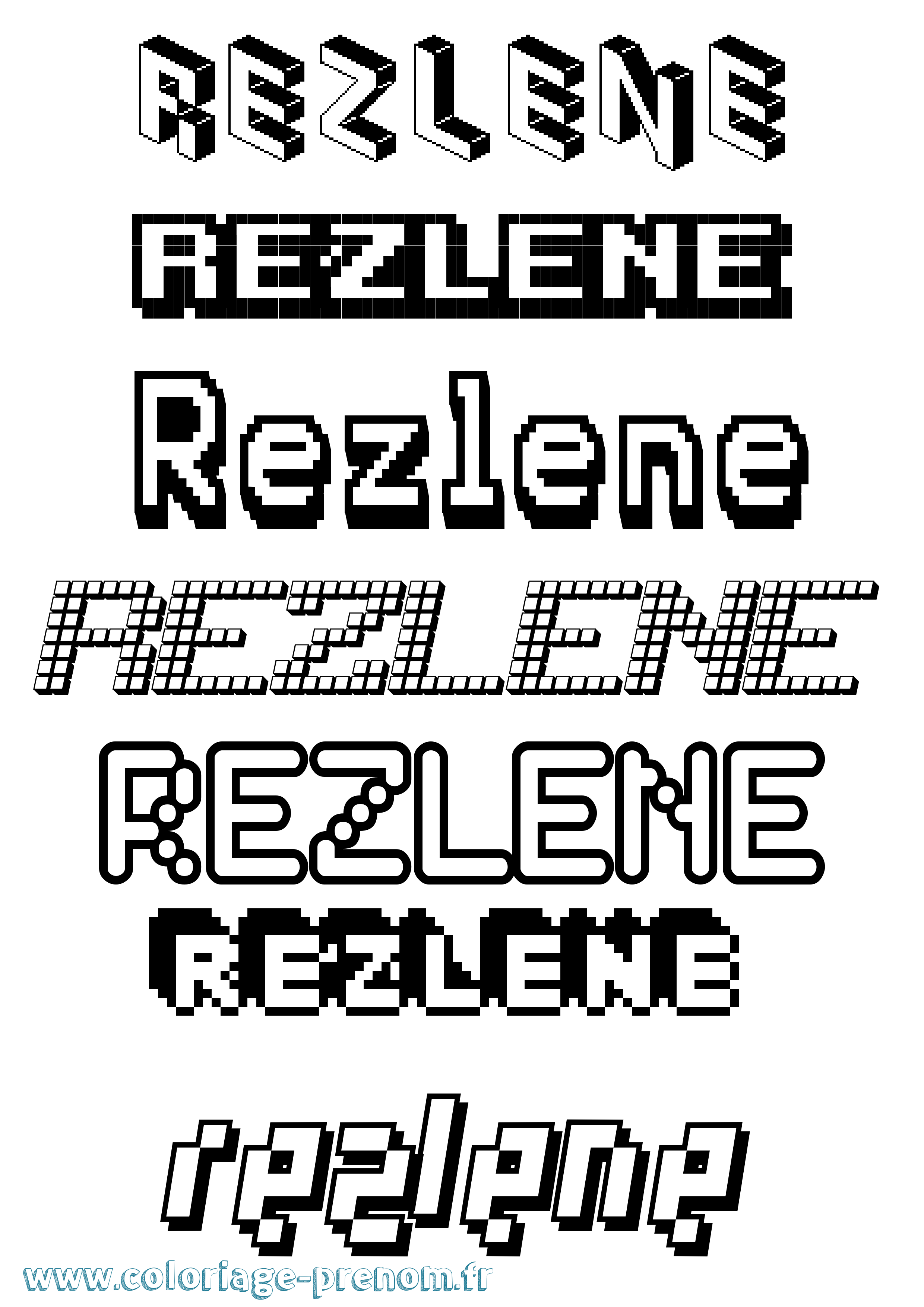 Coloriage Rezlene Pixel Coloriage prénom Rezlene Pixel