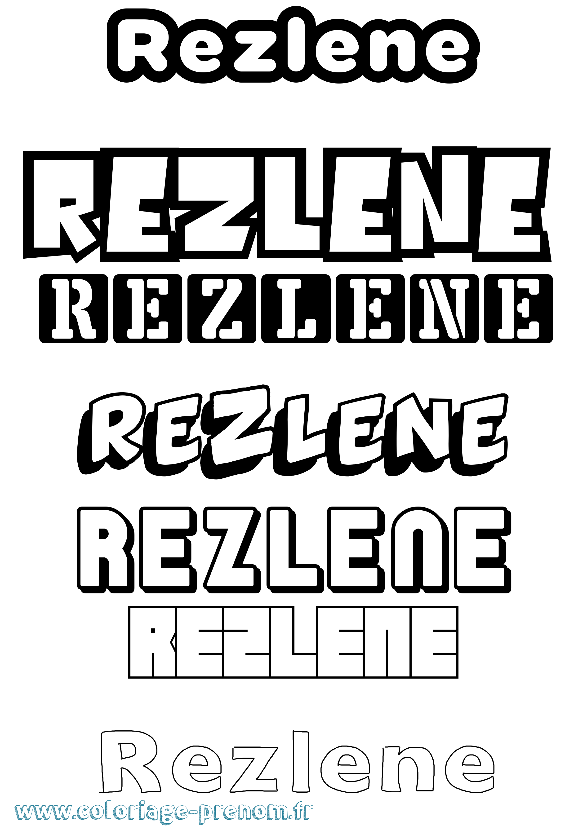 Coloriage Rezlene Simple Coloriage prénom Rezlene Simple