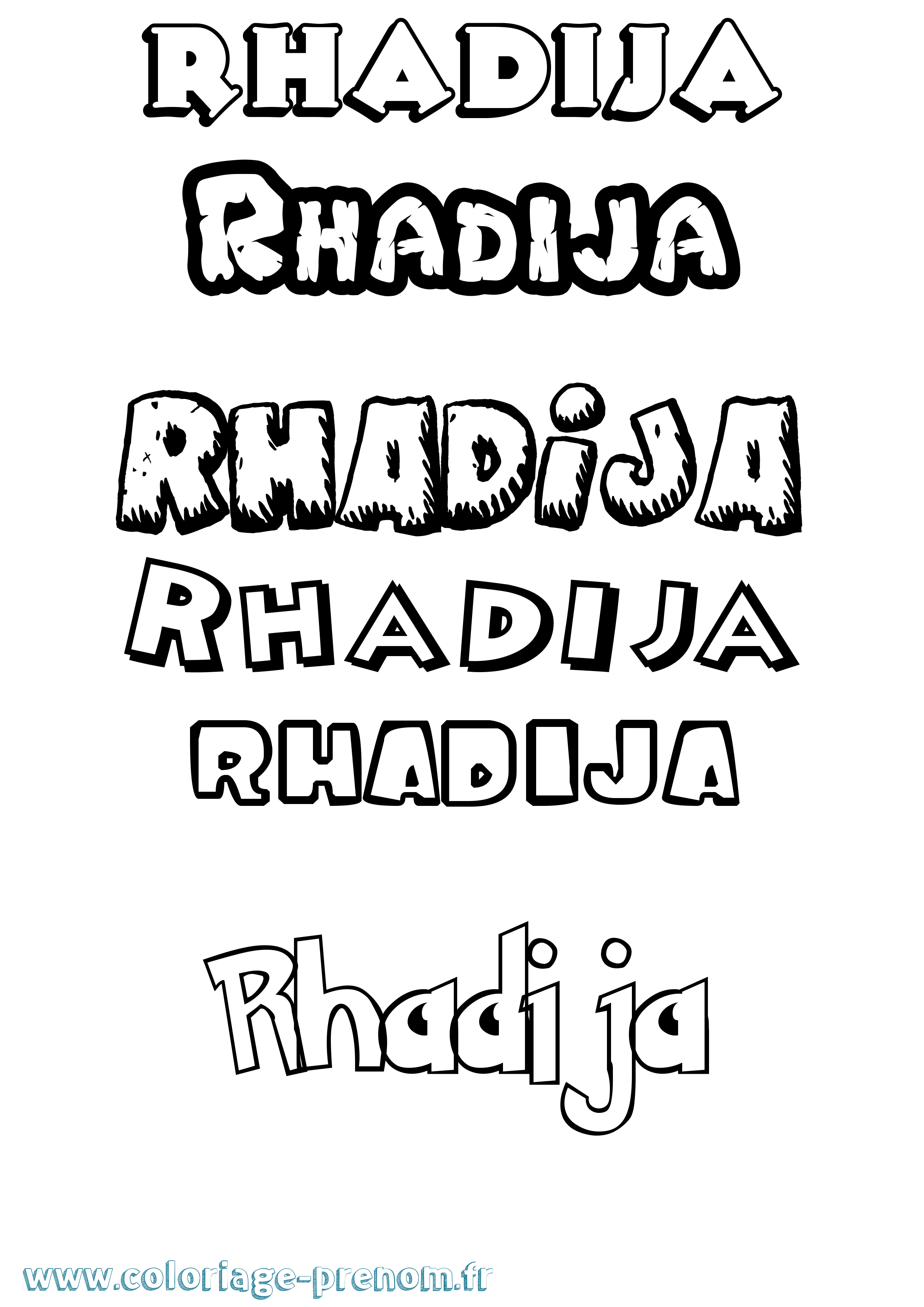 Coloriage Rhadija Dessin Animé Coloriage prénom Rhadija Dessin Animé