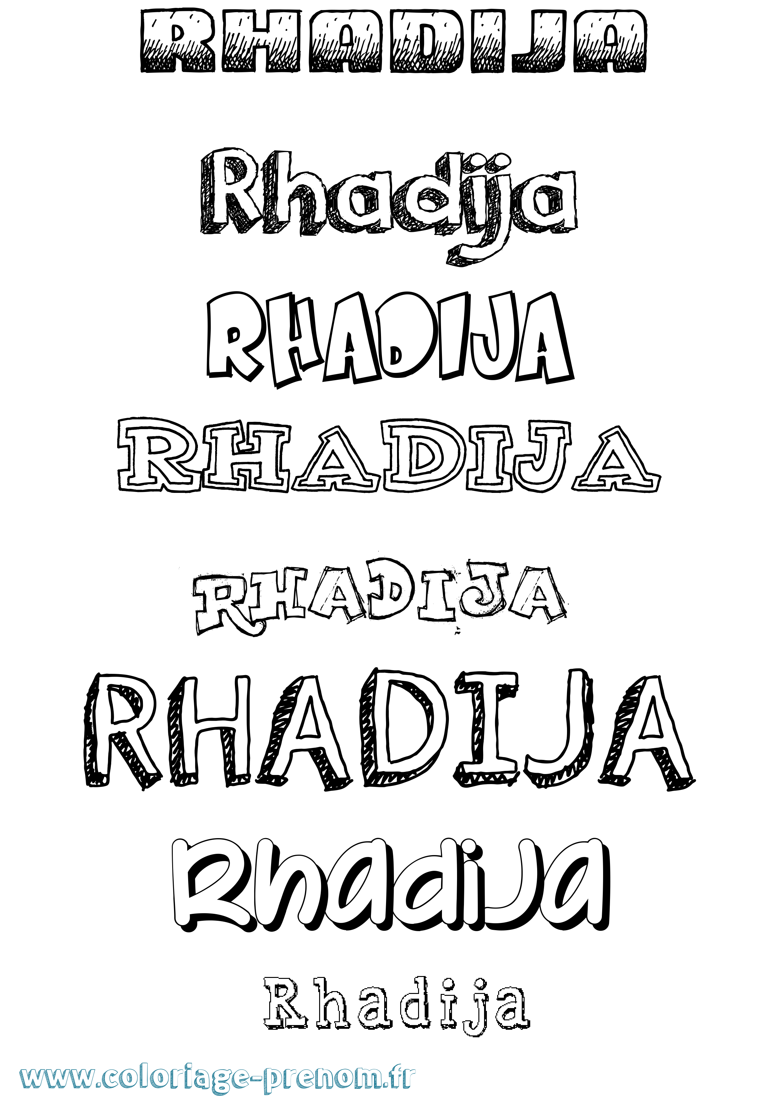 Coloriage Rhadija Dessiné Coloriage prénom Rhadija Dessiné