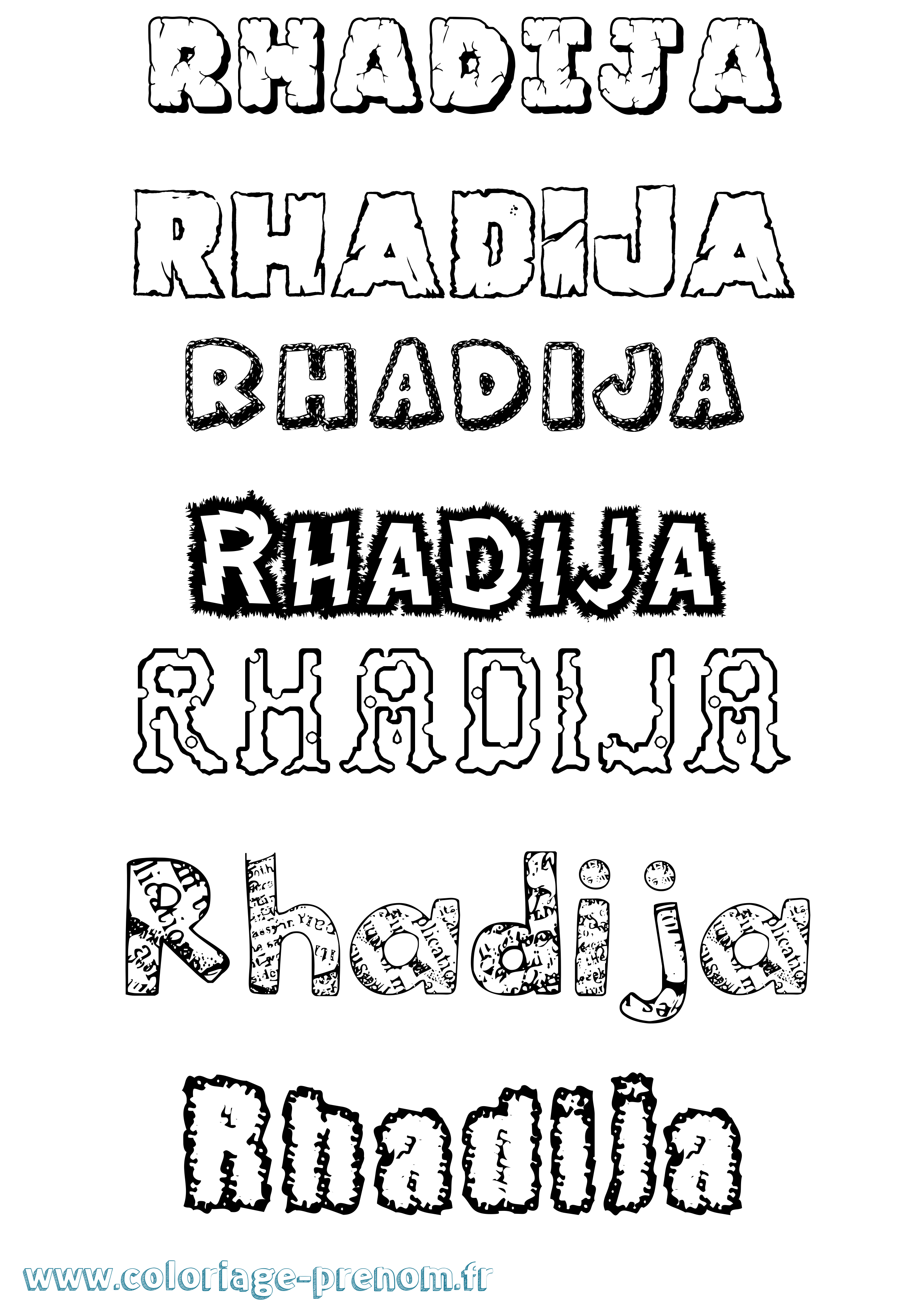 Coloriage Rhadija Destructuré Coloriage prénom Rhadija Destructuré