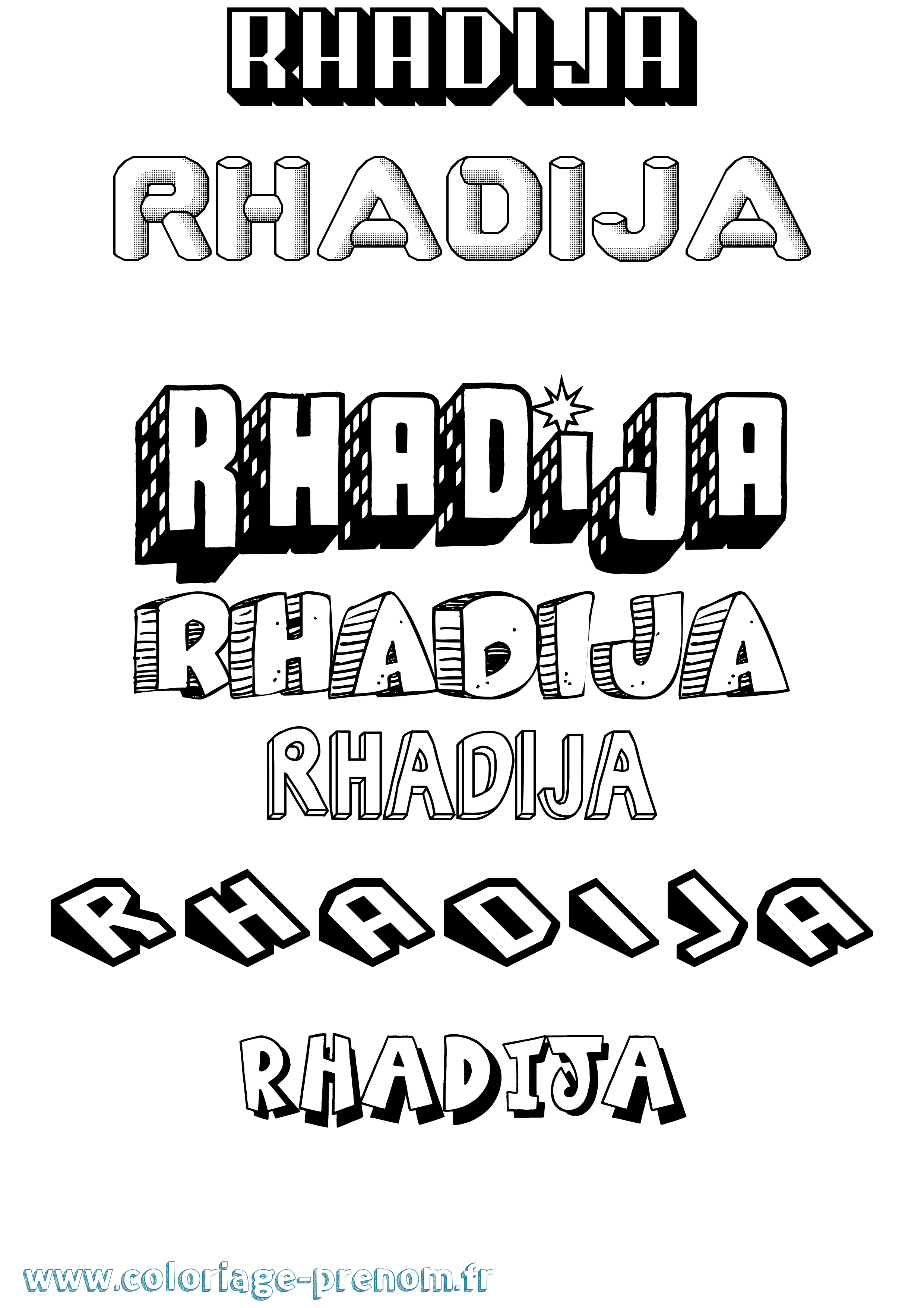 Coloriage Rhadija Effet 3D Coloriage prénom Rhadija Effet 3D