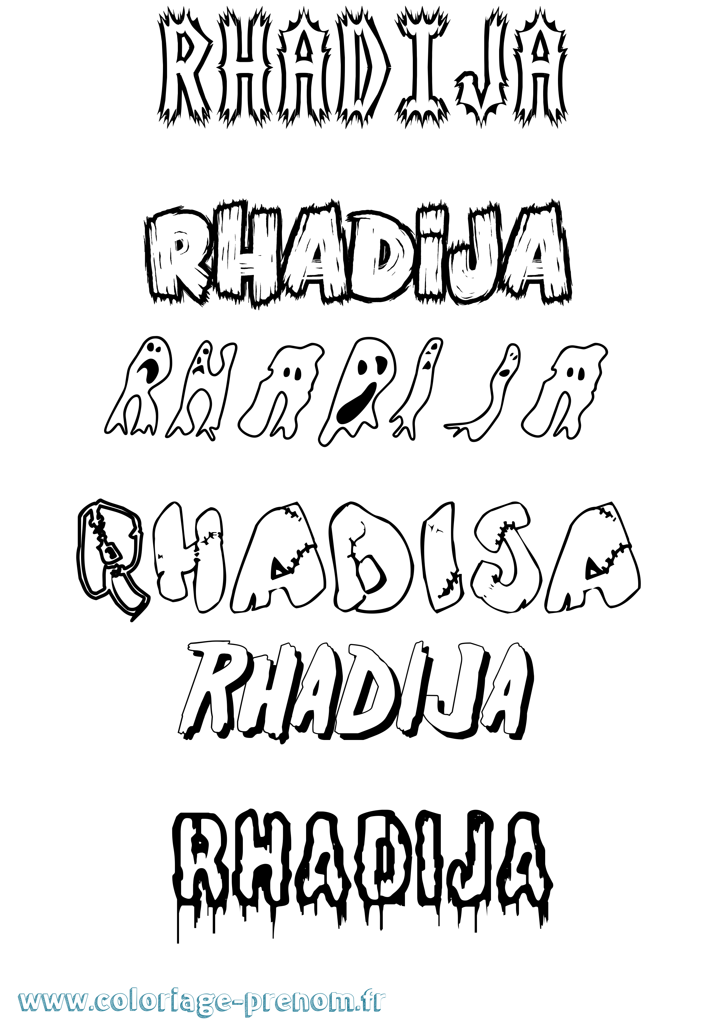 Coloriage Rhadija Frisson Coloriage prénom Rhadija Frisson