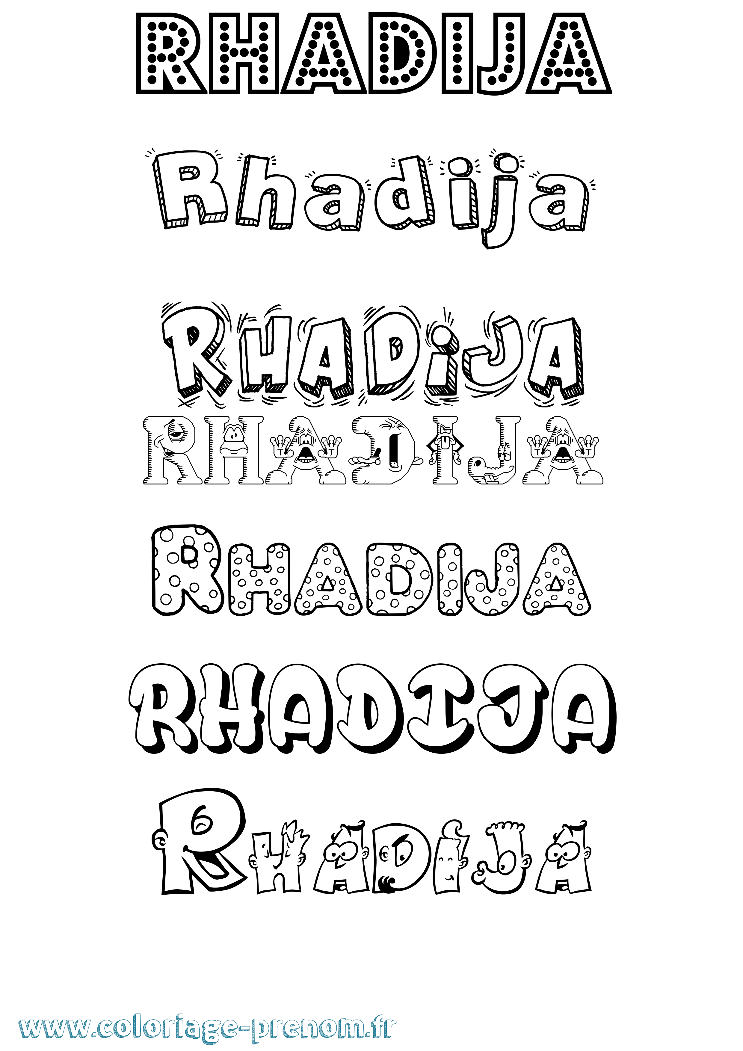 Coloriage Rhadija Fun Coloriage prénom Rhadija Fun