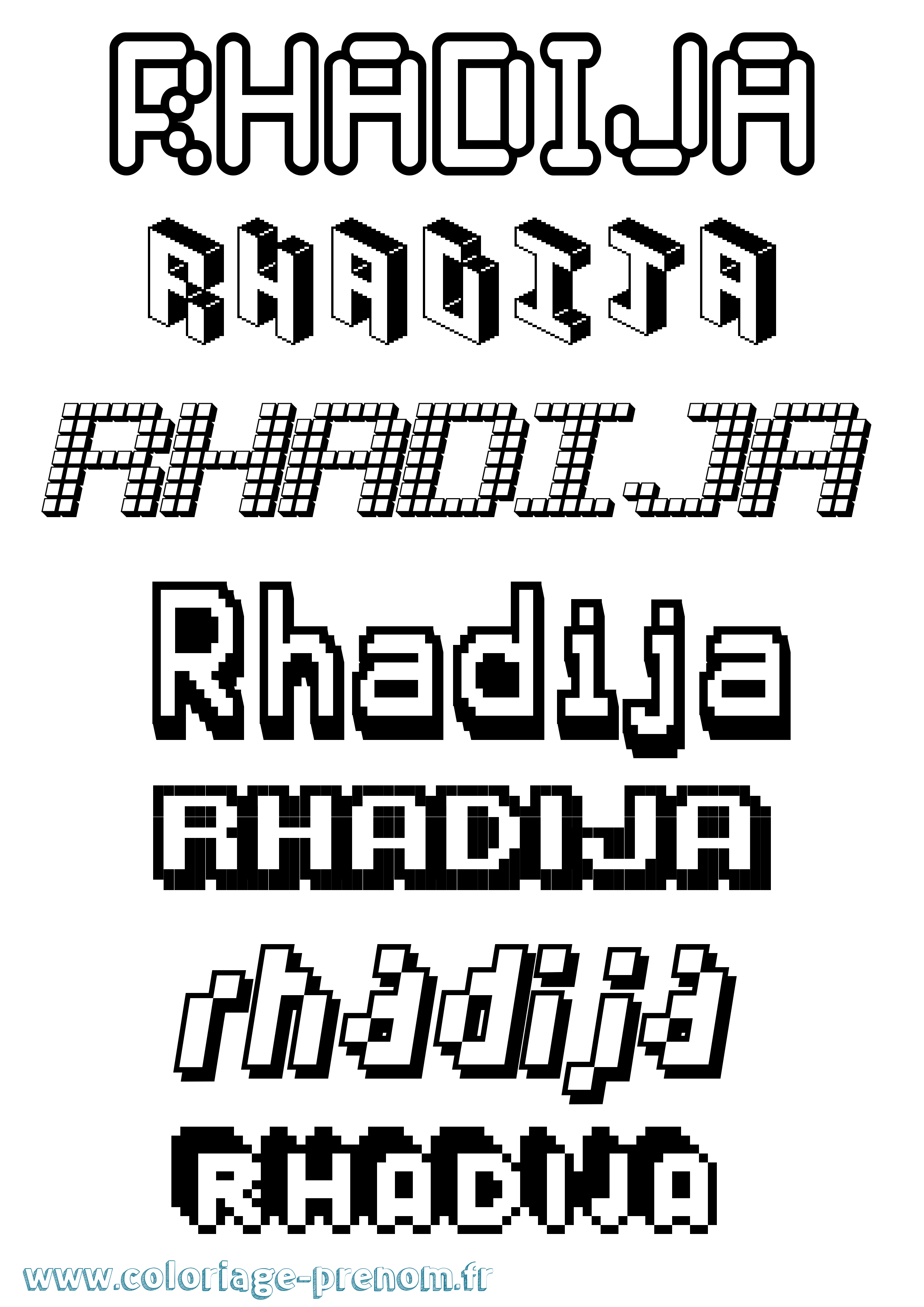 Coloriage Rhadija Pixel Coloriage prénom Rhadija Pixel