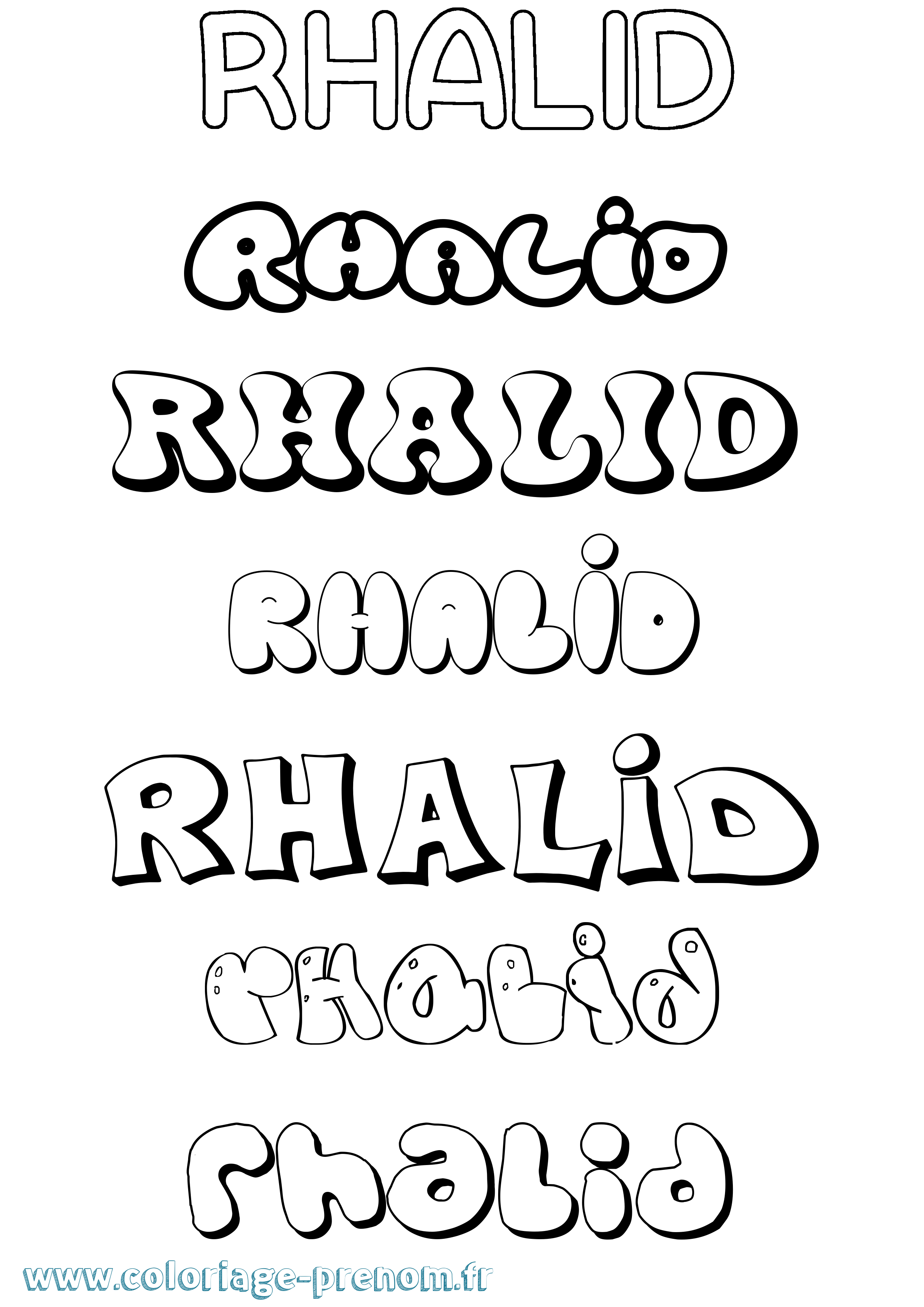 Coloriage Rhalid Bubble Coloriage prénom Rhalid Bubble