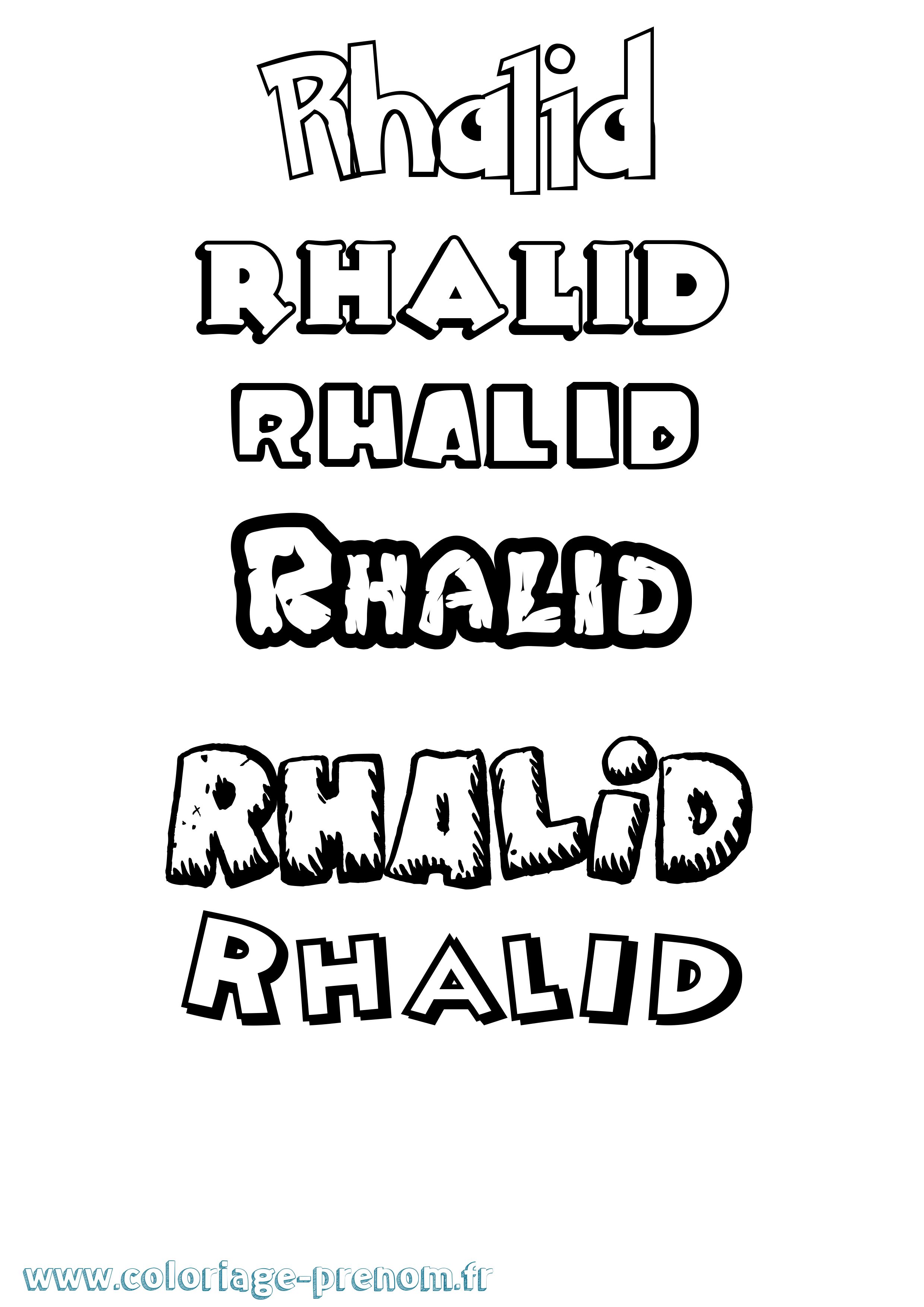 Coloriage Rhalid Dessin Animé Coloriage prénom Rhalid Dessin Animé