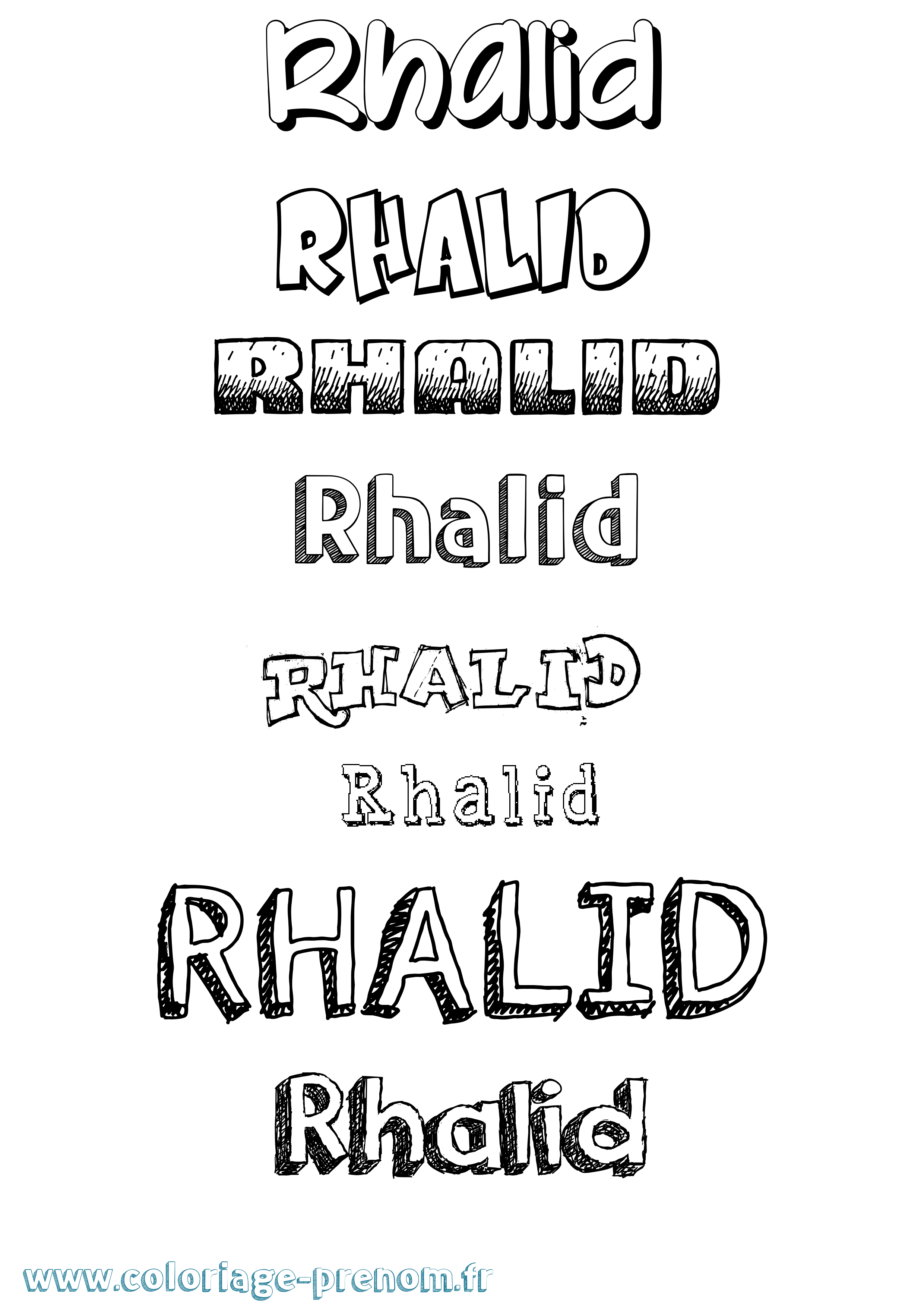 Coloriage Rhalid Dessiné Coloriage prénom Rhalid Dessiné