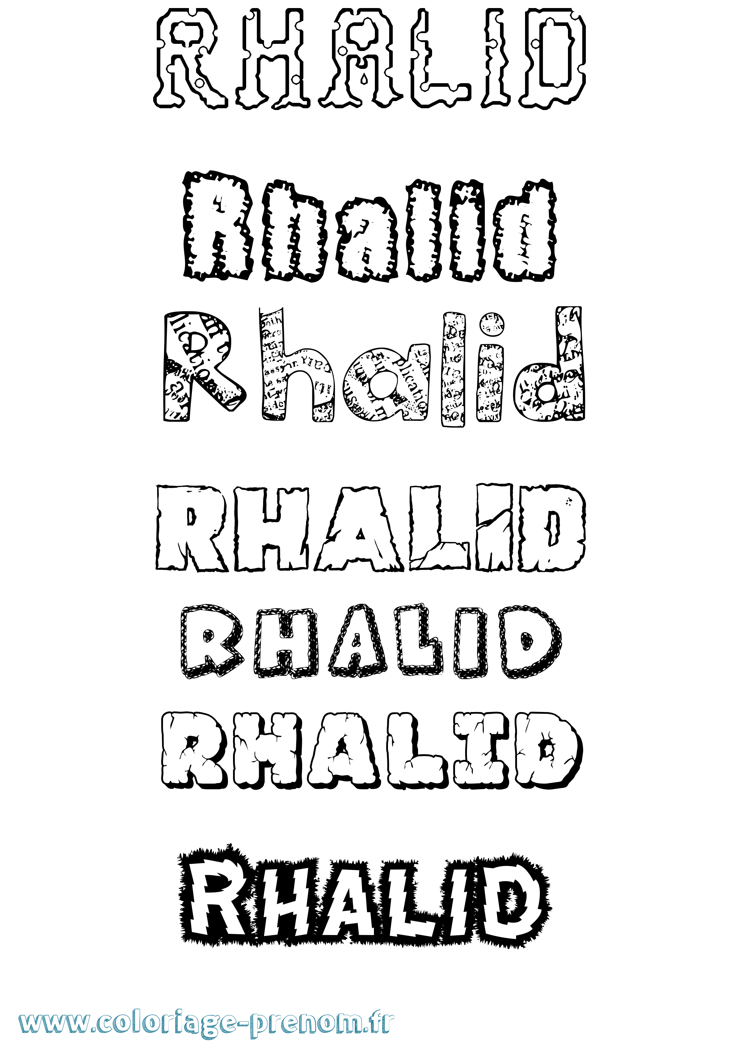 Coloriage Rhalid Destructuré Coloriage prénom Rhalid Destructuré