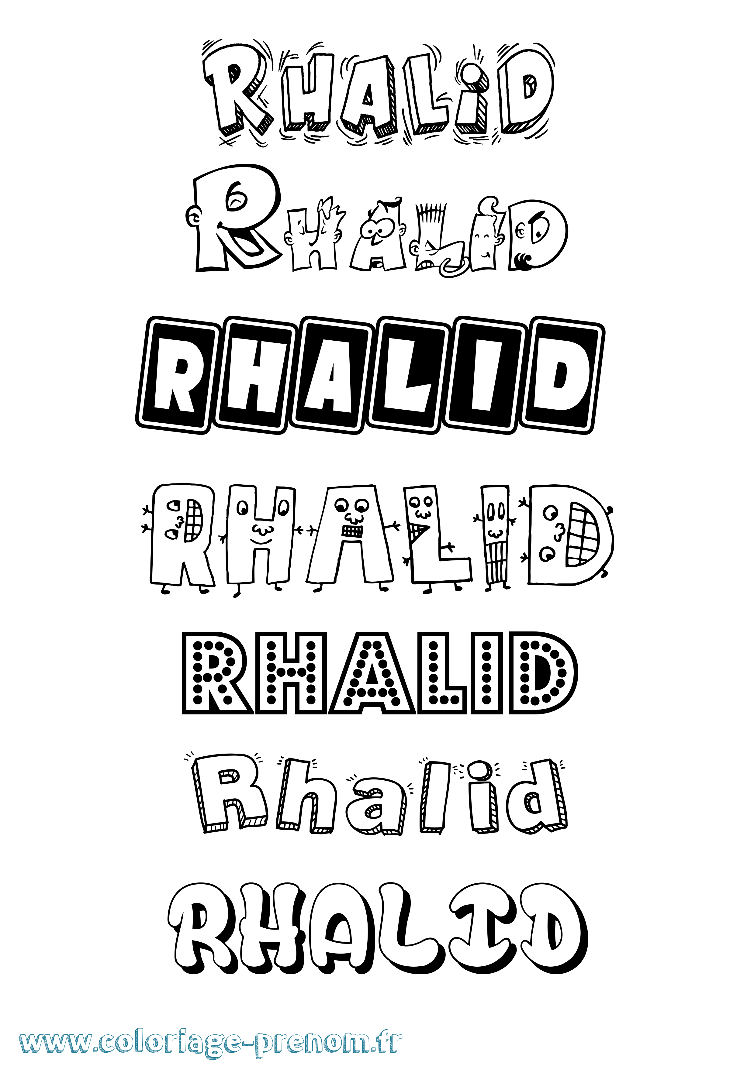 Coloriage Rhalid Fun Coloriage prénom Rhalid Fun