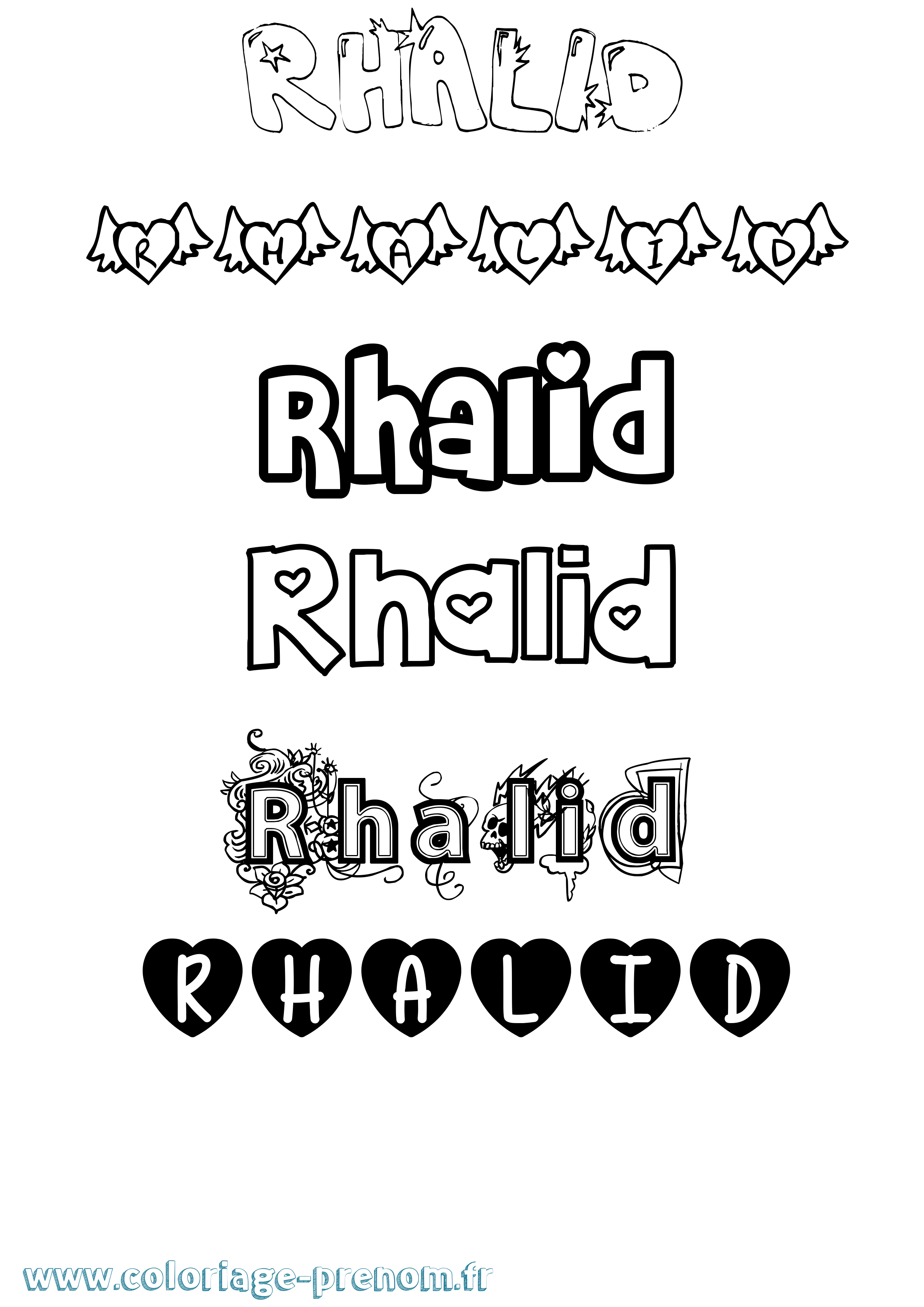 Coloriage Rhalid Girly Coloriage prénom Rhalid Girly