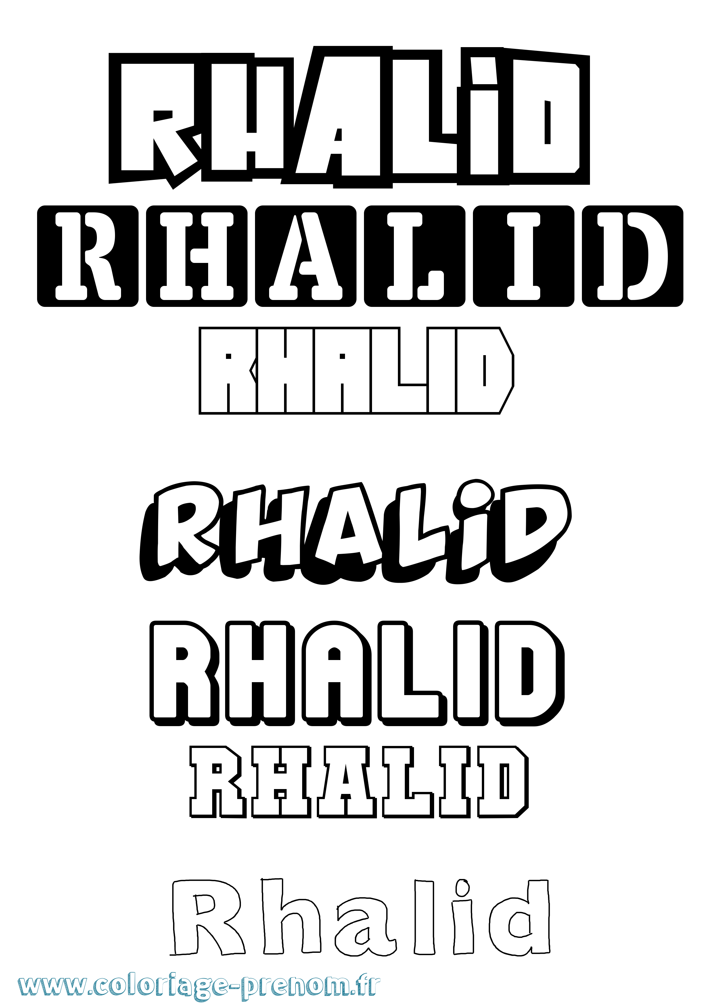 Coloriage Rhalid Simple Coloriage prénom Rhalid Simple