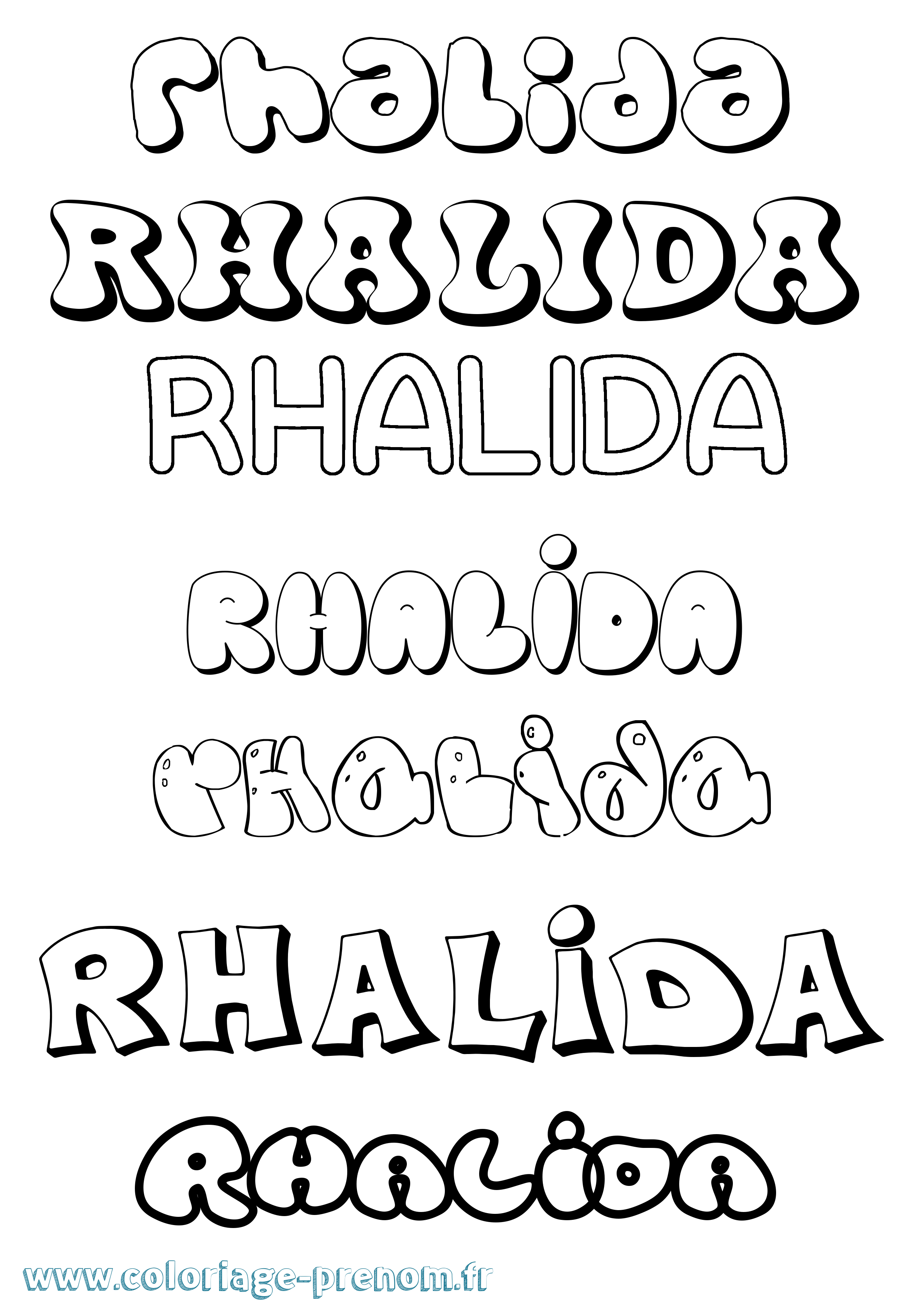 Coloriage Rhalida Bubble Coloriage prénom Rhalida Bubble