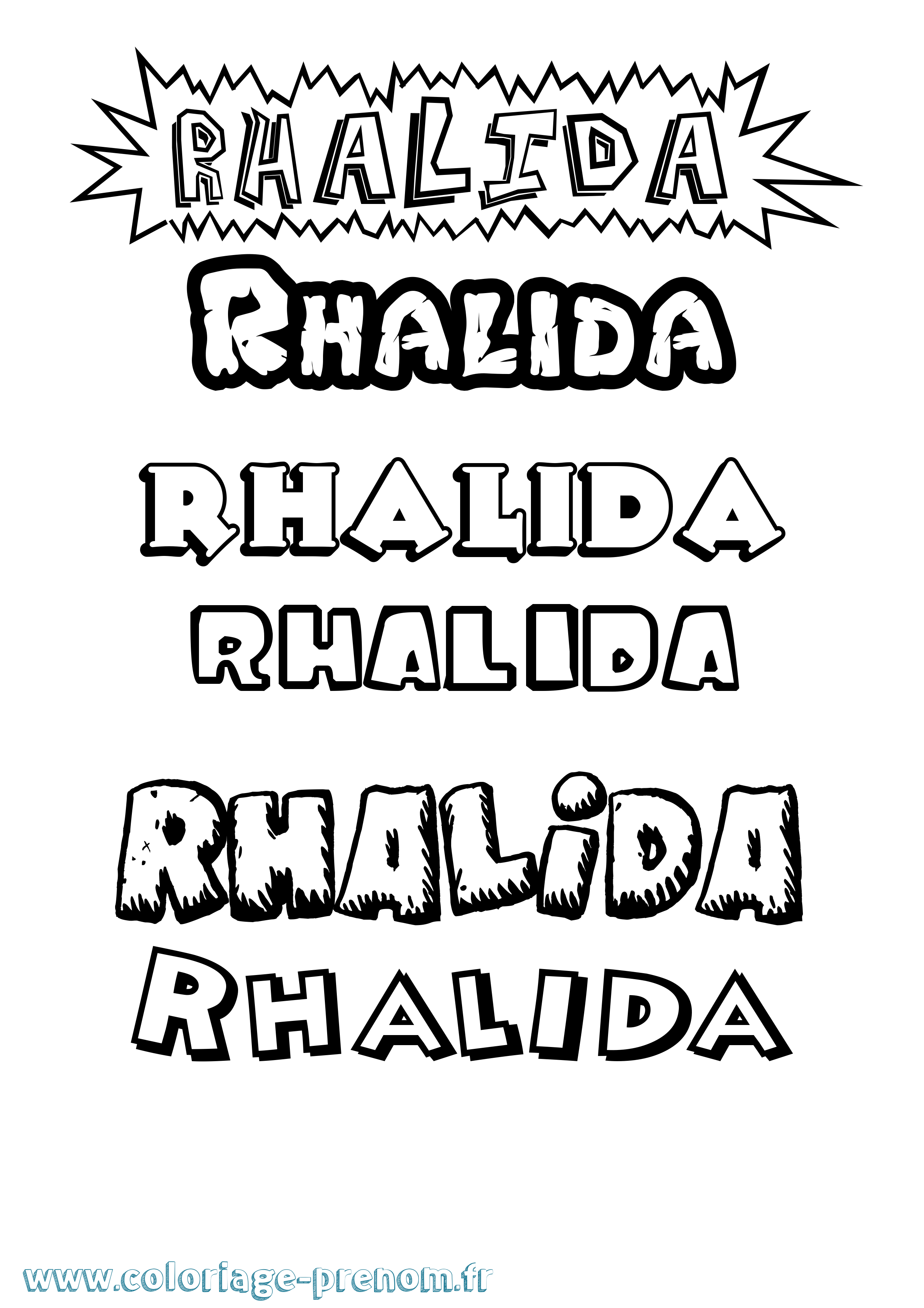 Coloriage Rhalida Dessin Animé Coloriage prénom Rhalida Dessin Animé
