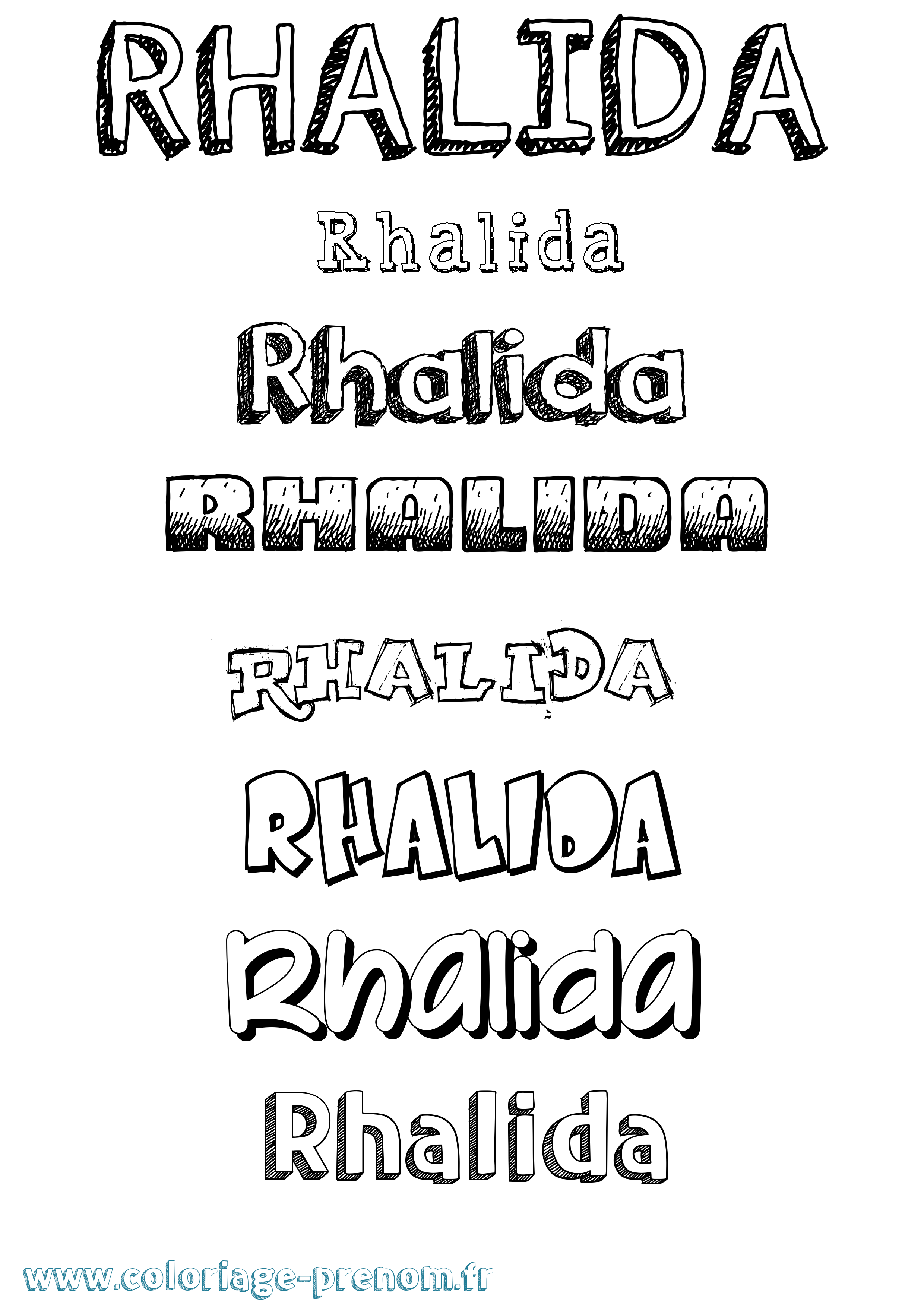 Coloriage Rhalida Dessiné Coloriage prénom Rhalida Dessiné