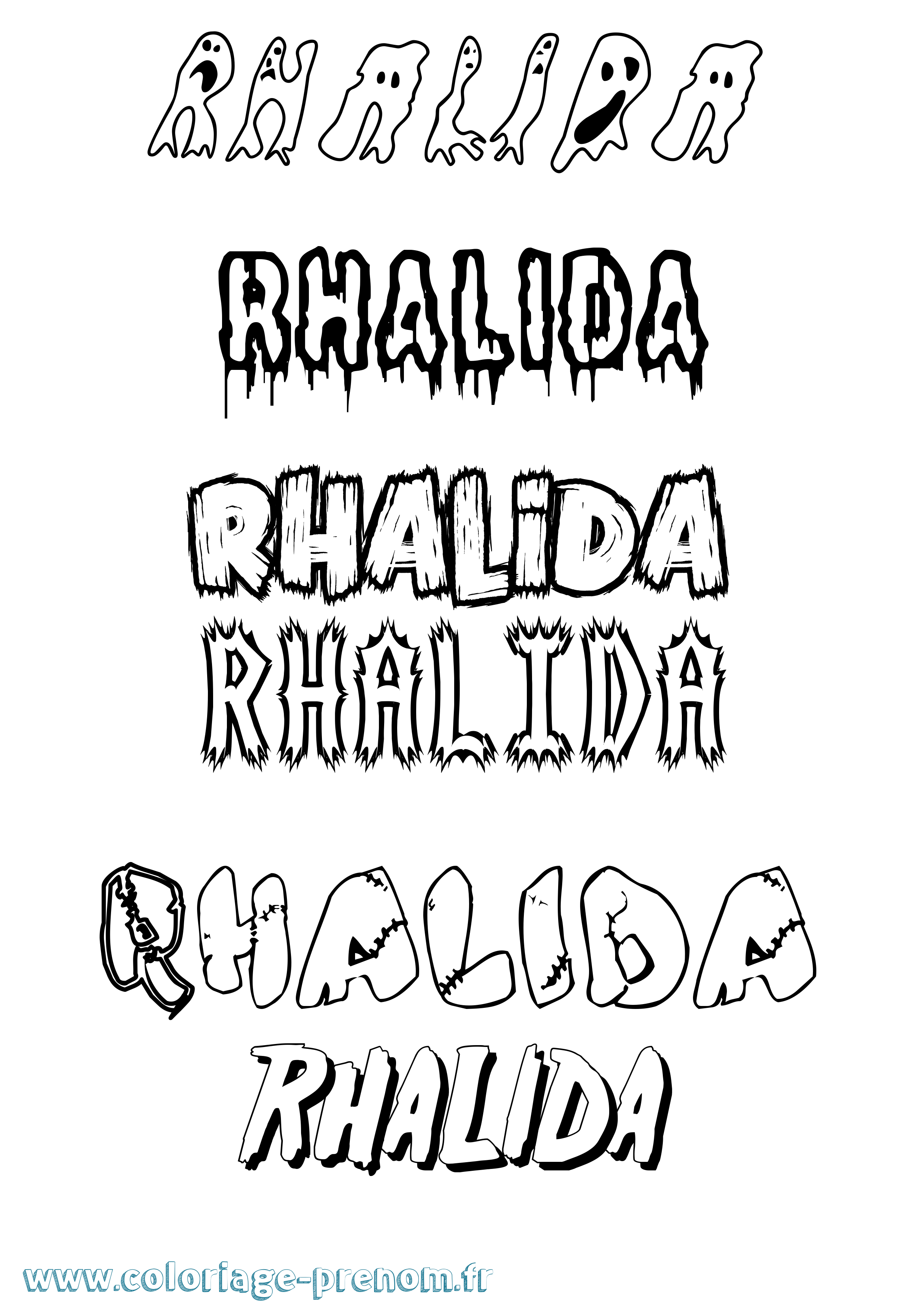 Coloriage Rhalida Frisson Coloriage prénom Rhalida Frisson