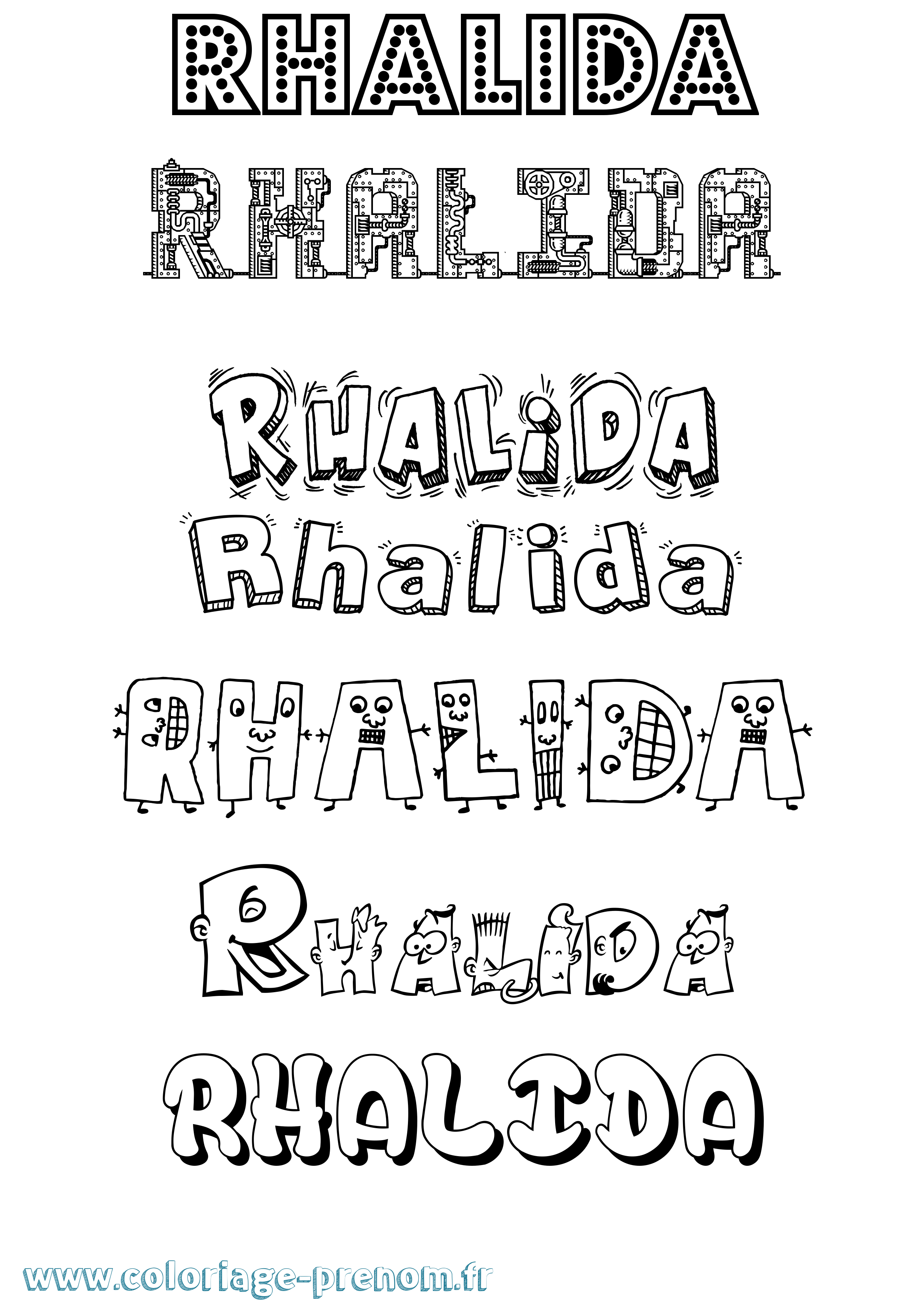 Coloriage Rhalida Fun Coloriage prénom Rhalida Fun
